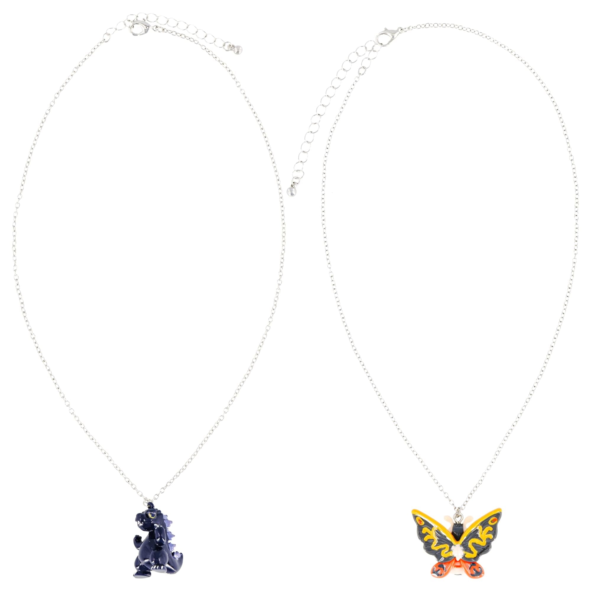 Godzilla and Mothra Chibi BFF Charm Necklace Set | 1 Inch