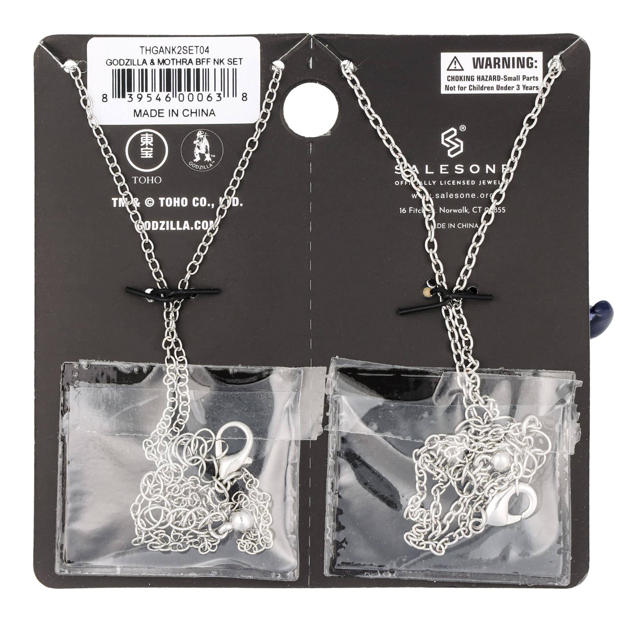 Godzilla and Mothra Chibi BFF Charm Necklace Set | 1 Inch
