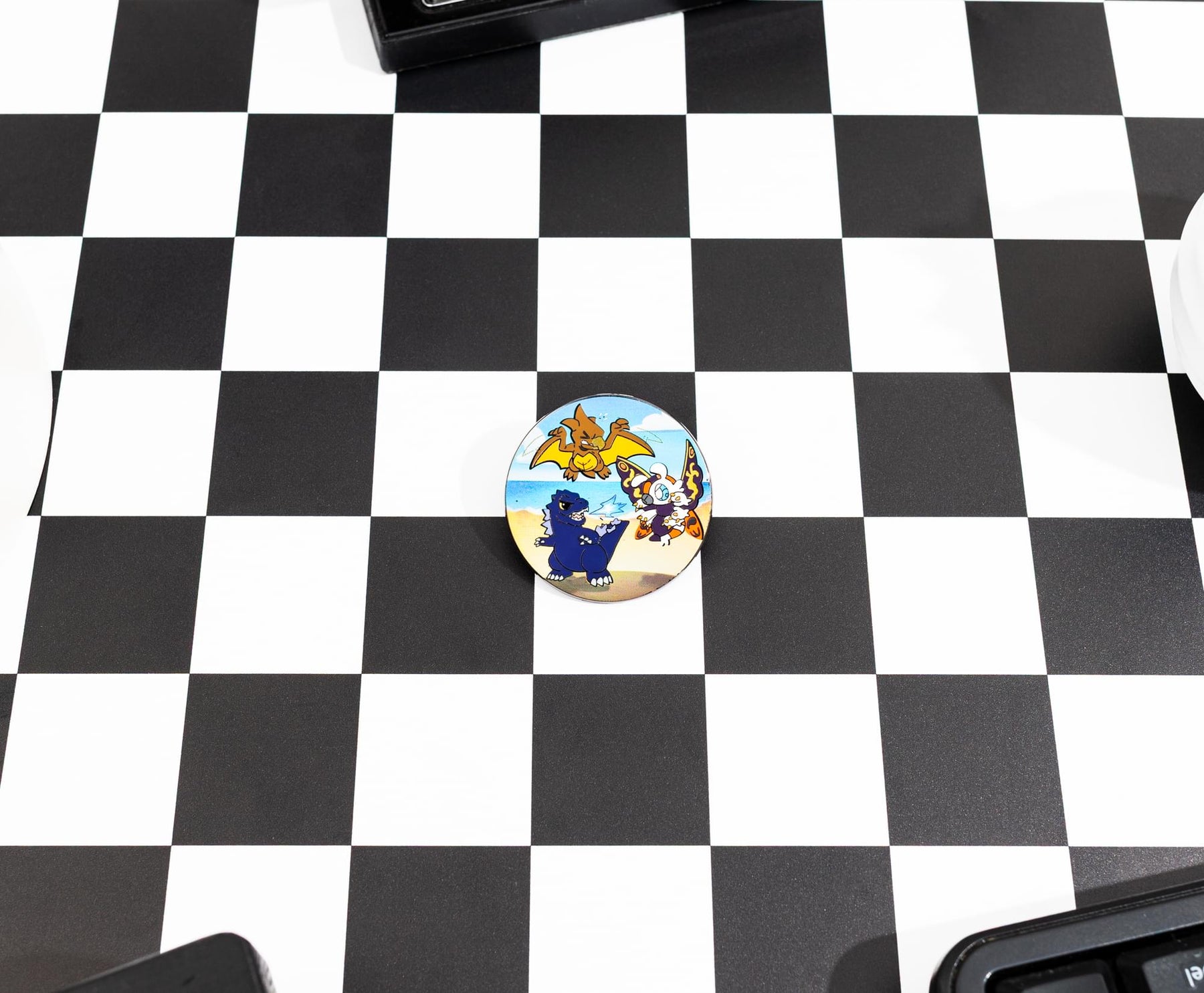 Godzilla, Mothra, and Rodan Chibi Round Enamel Pin