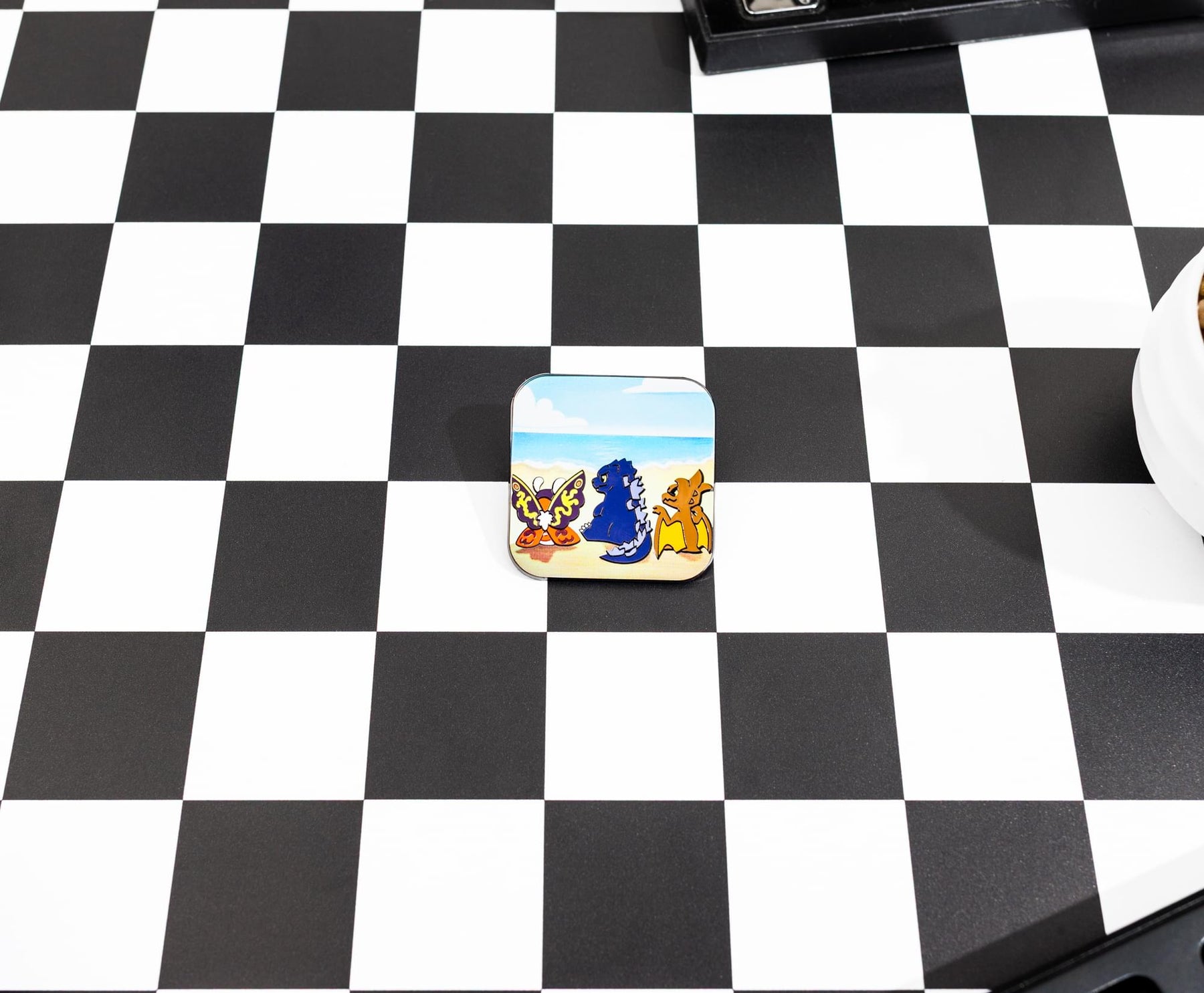 Godzilla, Mothra, and Rodan Chibi Square Enamel Pin