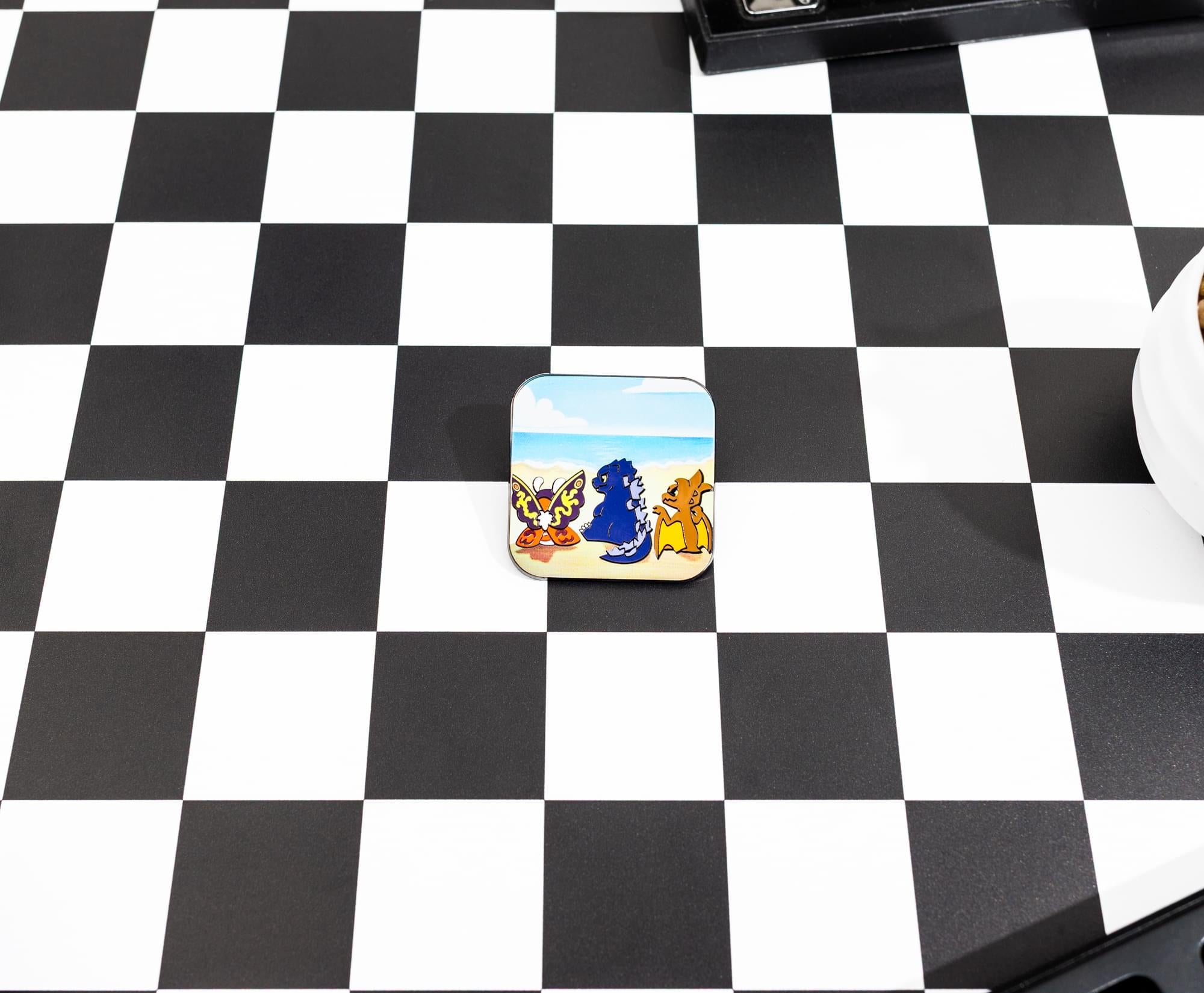 Godzilla, Mothra, and Rodan Chibi Square Enamel Pin