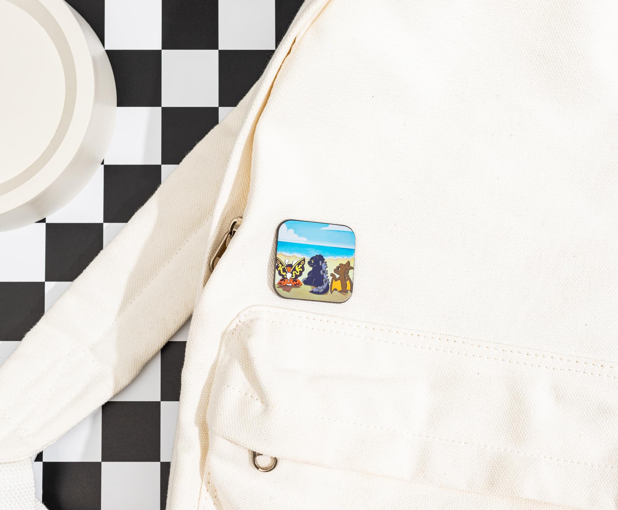 Godzilla, Mothra, and Rodan Chibi Square Enamel Pin