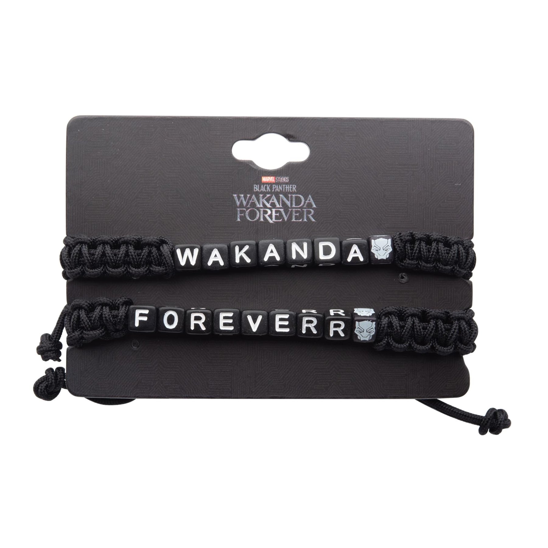 Marvel Black Panther: Wakanda Forever 2-Piece Cord Pull Bracelet Set