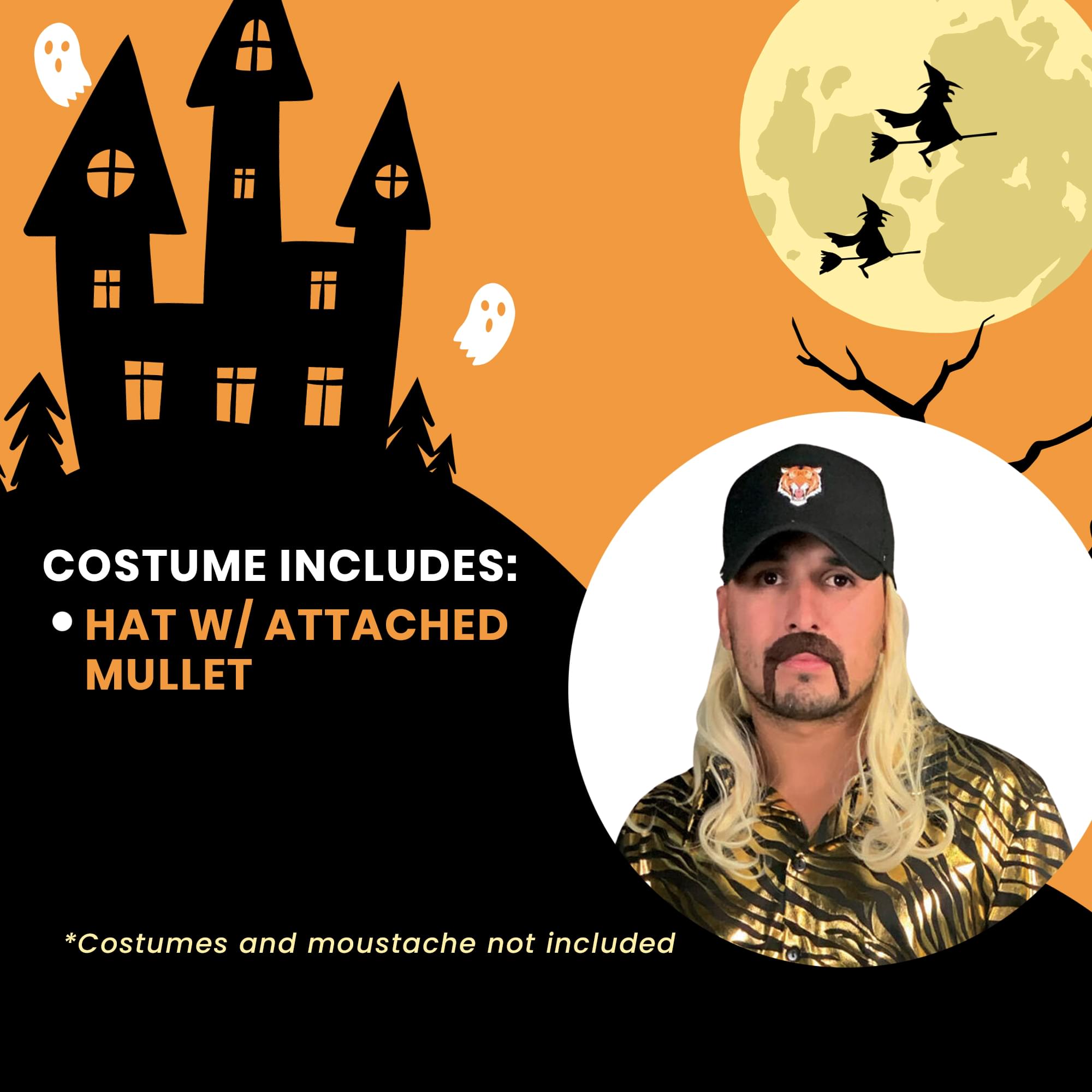 Tiger Trainer Hat w/ Attached Mullet Adult Costume Accessory One Size