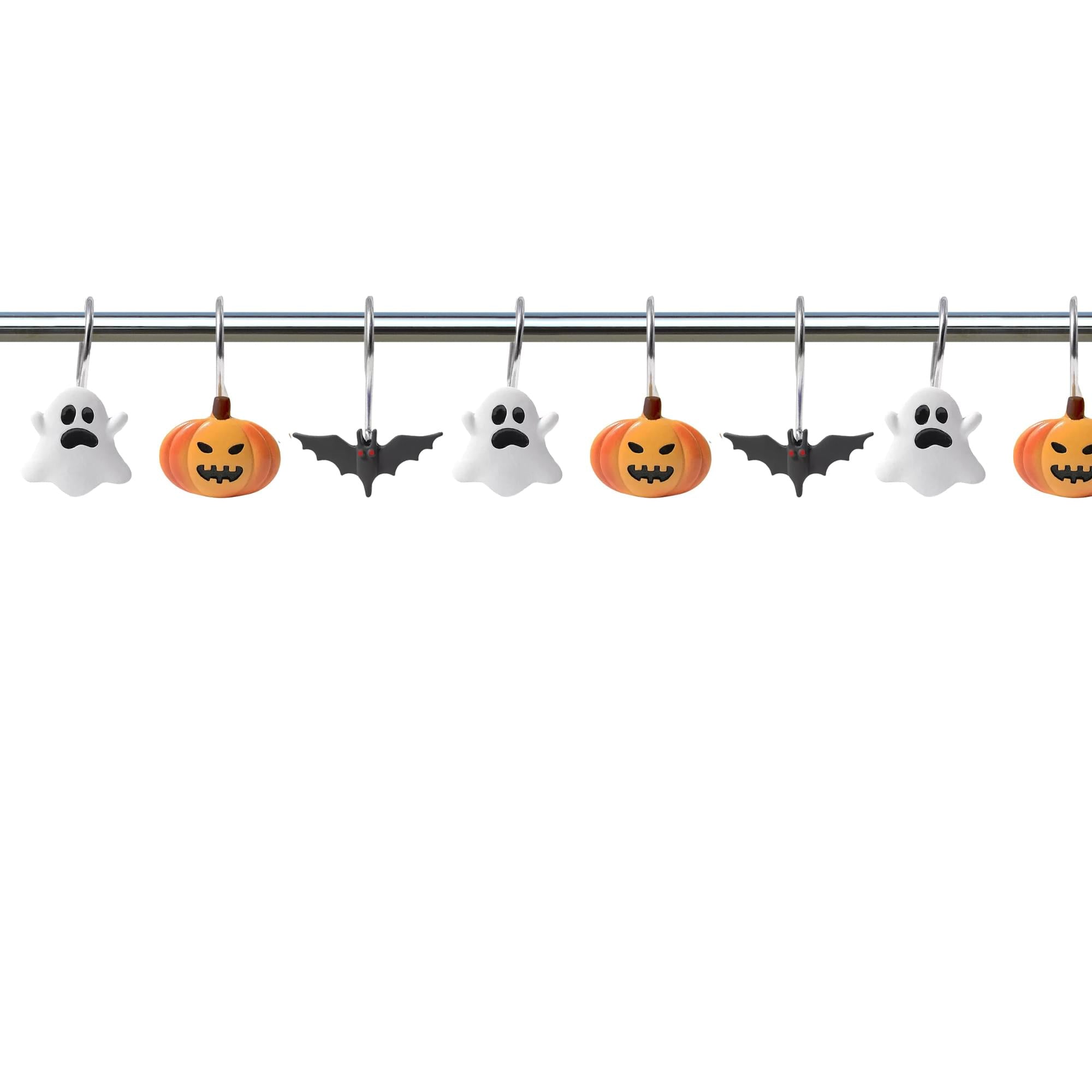 12 Piece Halloween Shower Hook (4 Ghosts, 4 Pumpkins & 4 Bats)