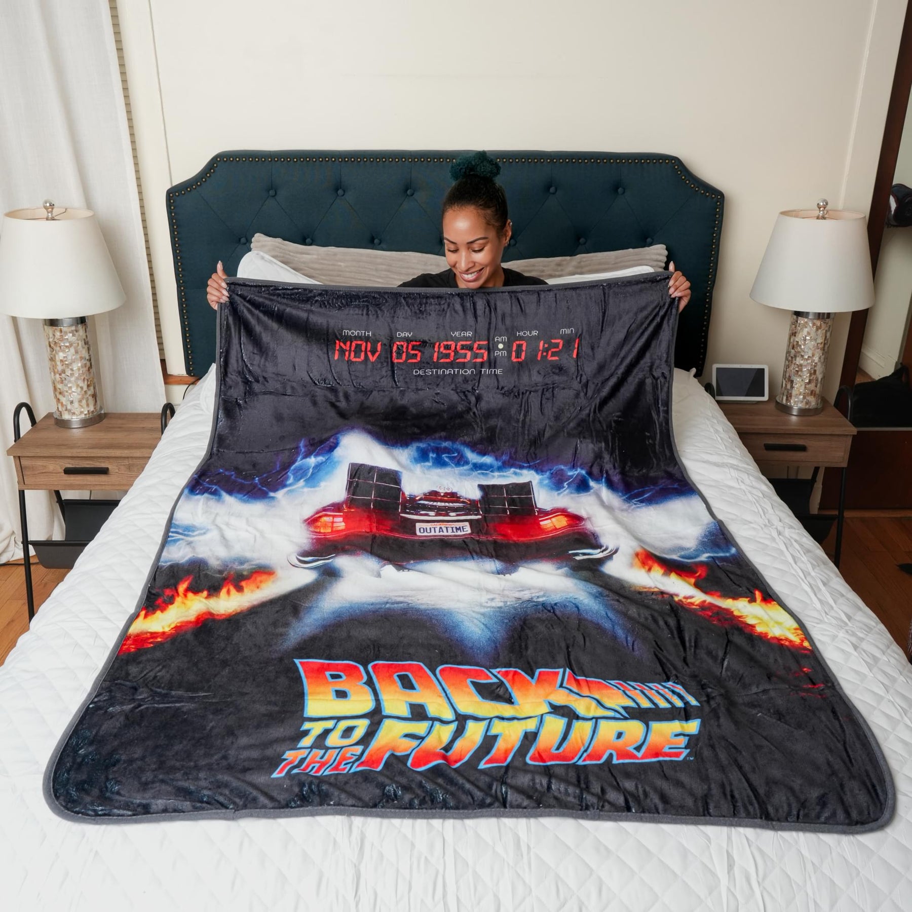 Back To The Future DeLorean Time Machine Fleece Throw Blanket | 45 x 60 Inches