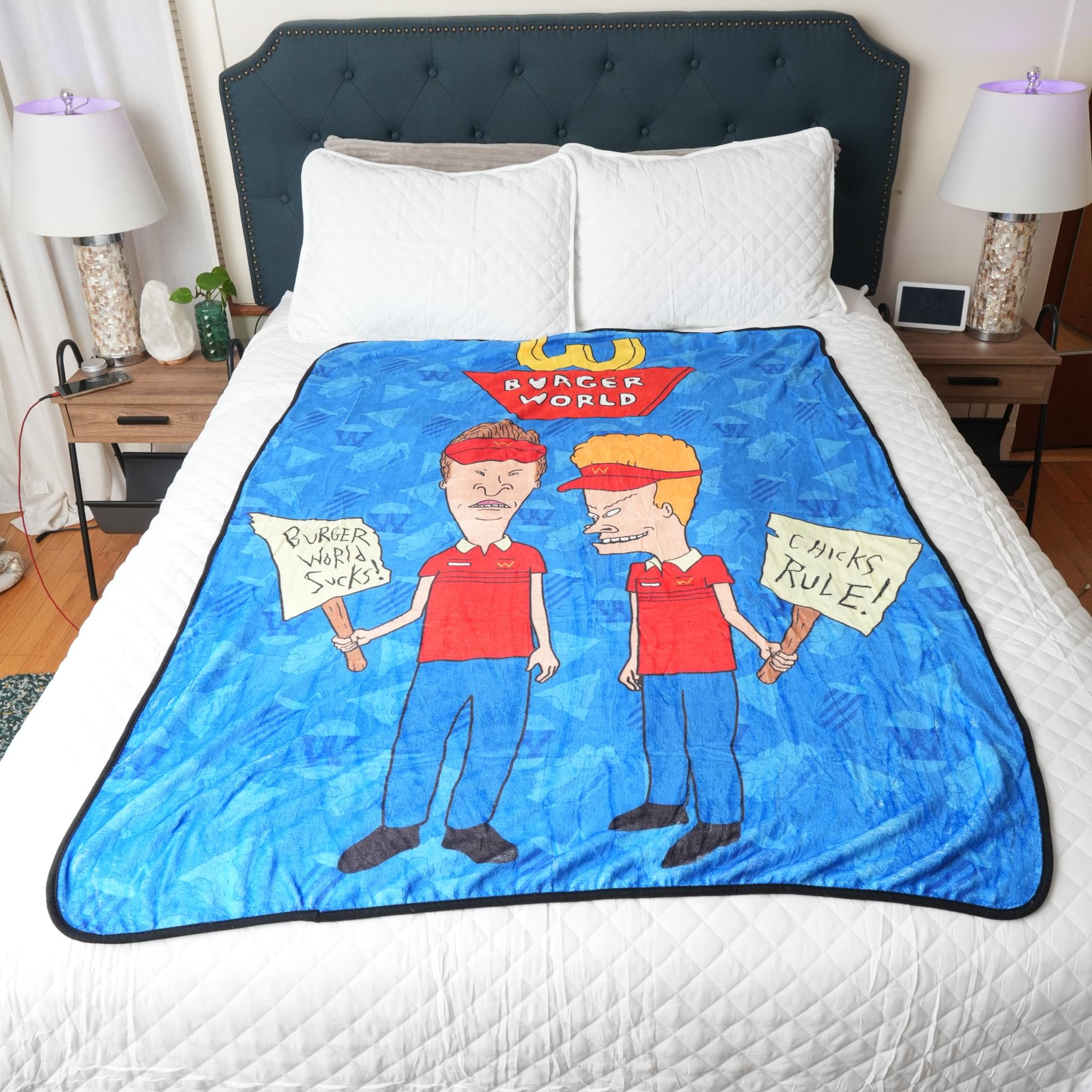MTV Beavis and Butt-Head "Burger World" Fleece Throw Blanket | 45 x 60 Inches