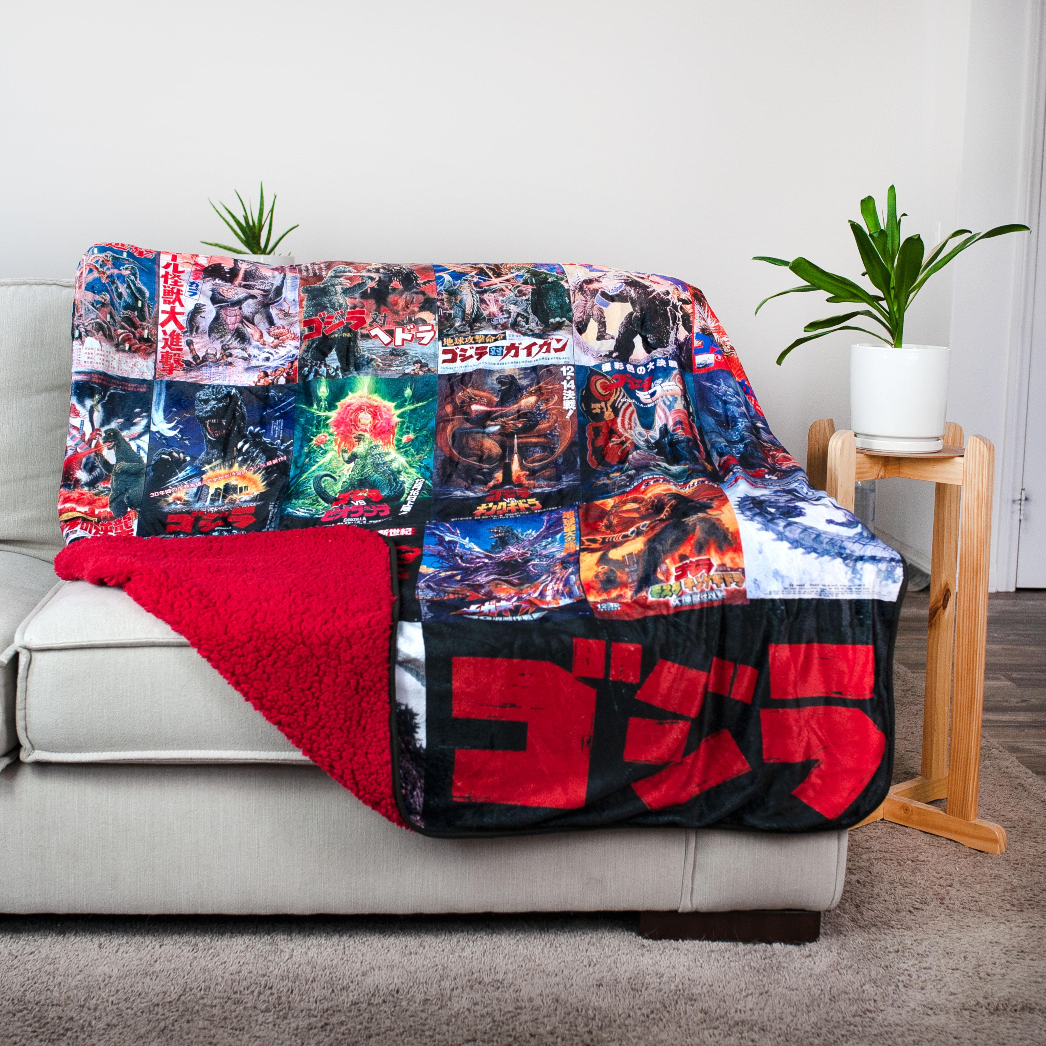 Godzilla Movie Poster Oversized Fleece Throw Blanket | 76 x 54 Inches