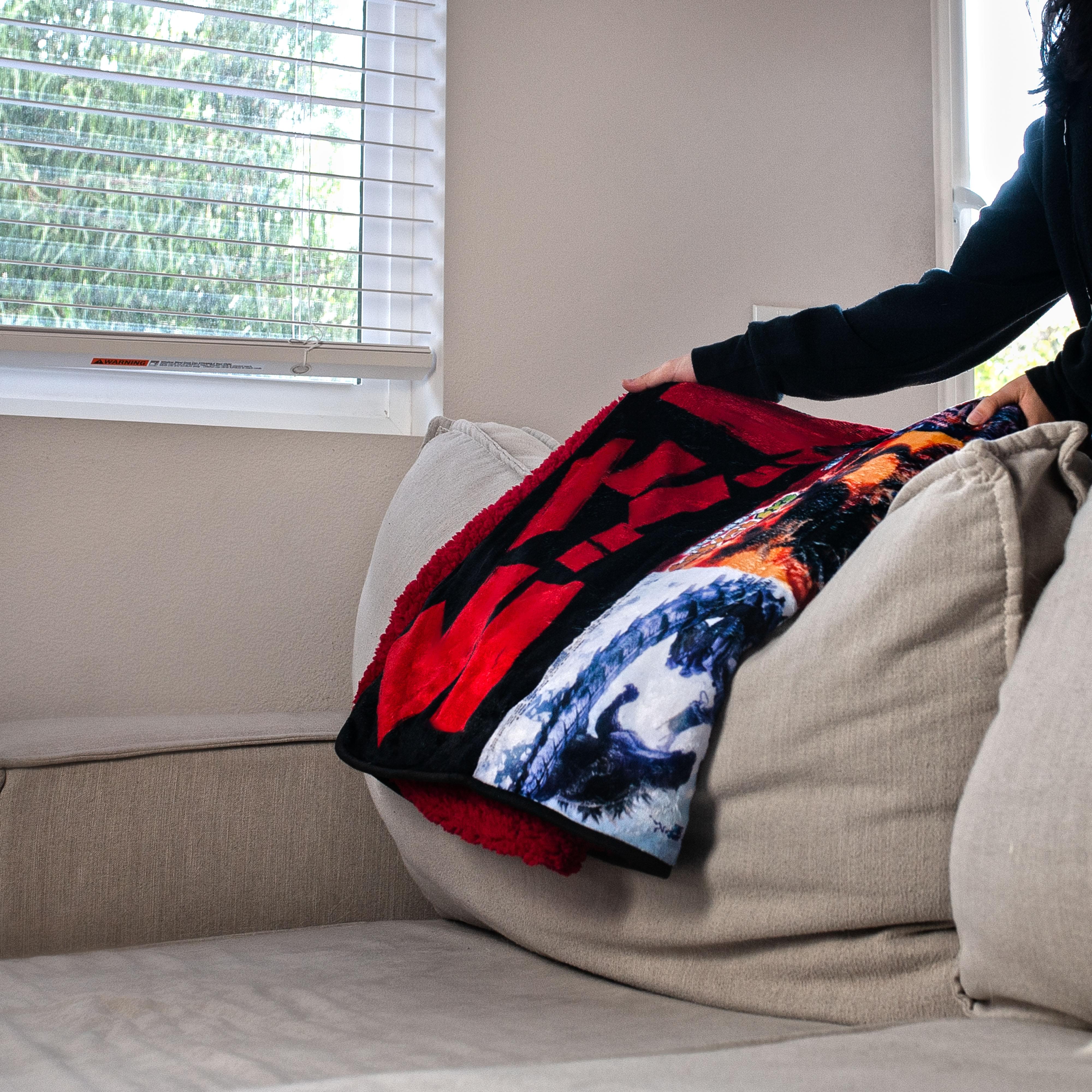 Godzilla Movie Poster Oversized Fleece Throw Blanket | 76 x 54 Inches