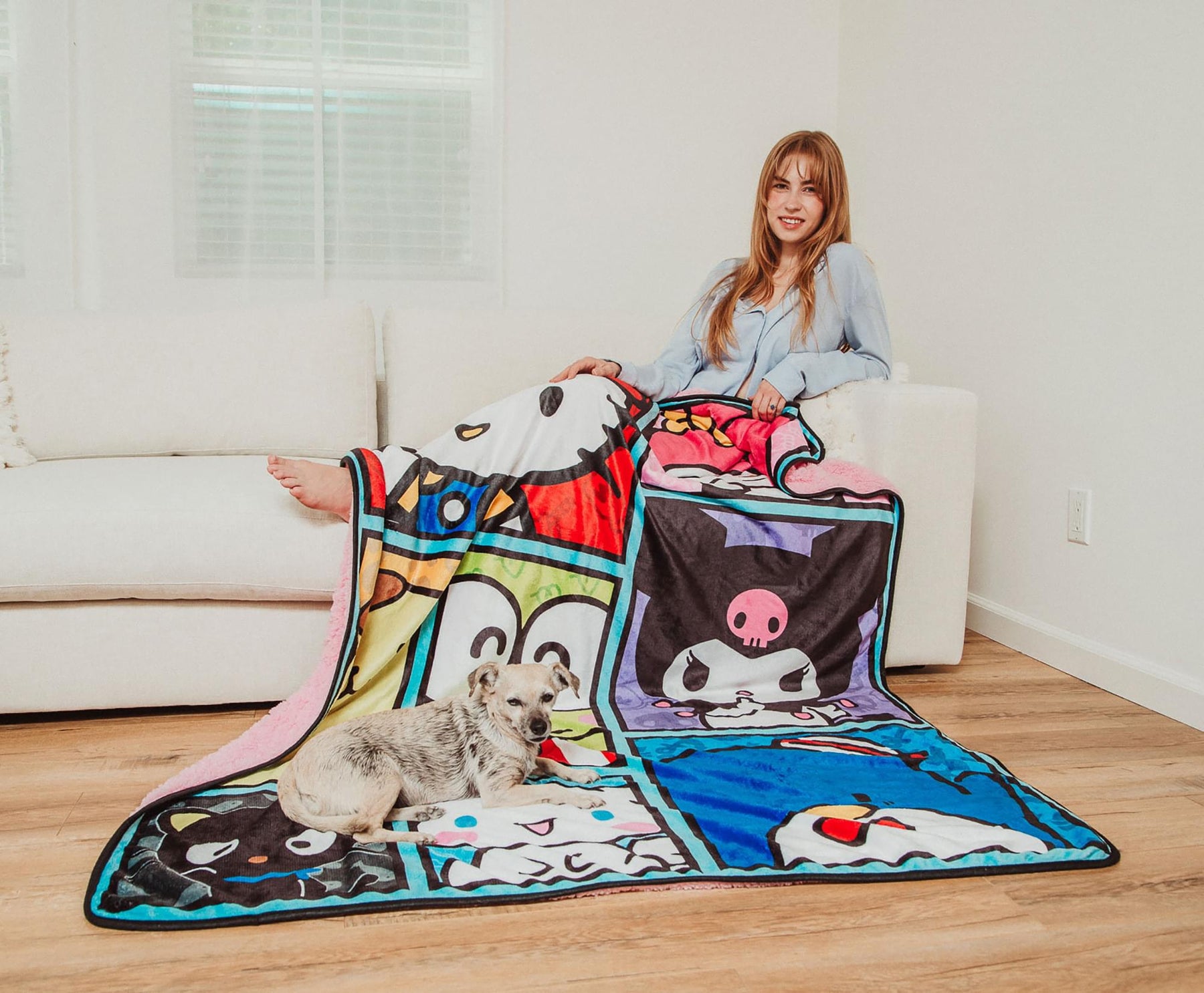 Sanrio Hello Kitty And Friends Oversized Sherpa Fleece Throw Blanket | 54 x 72 Inches