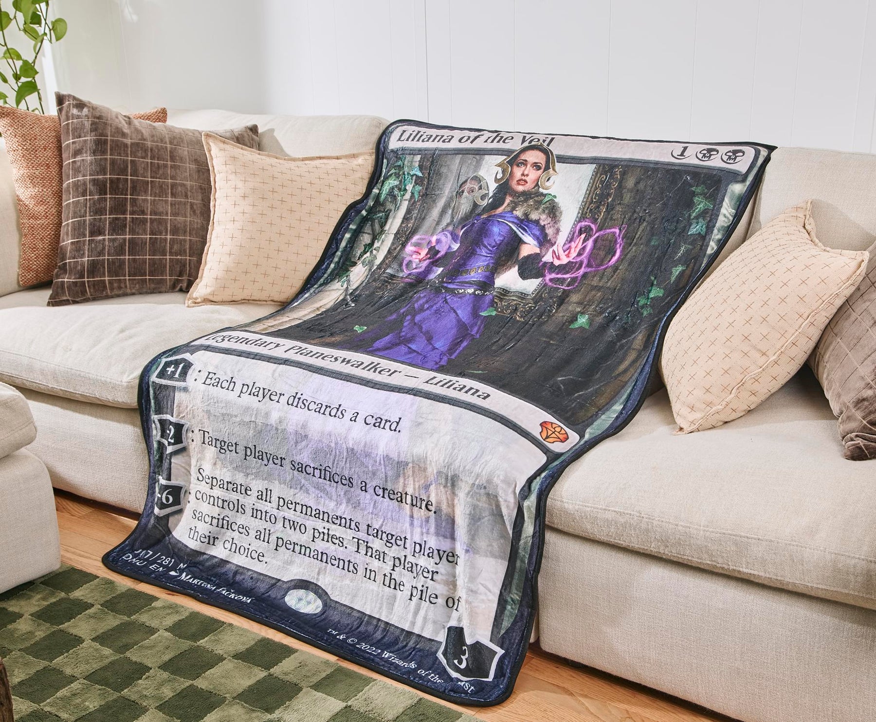 Magic: The Gathering Liliana Of Veil Card Fleece Throw Blanket | 45 x 60 Inches