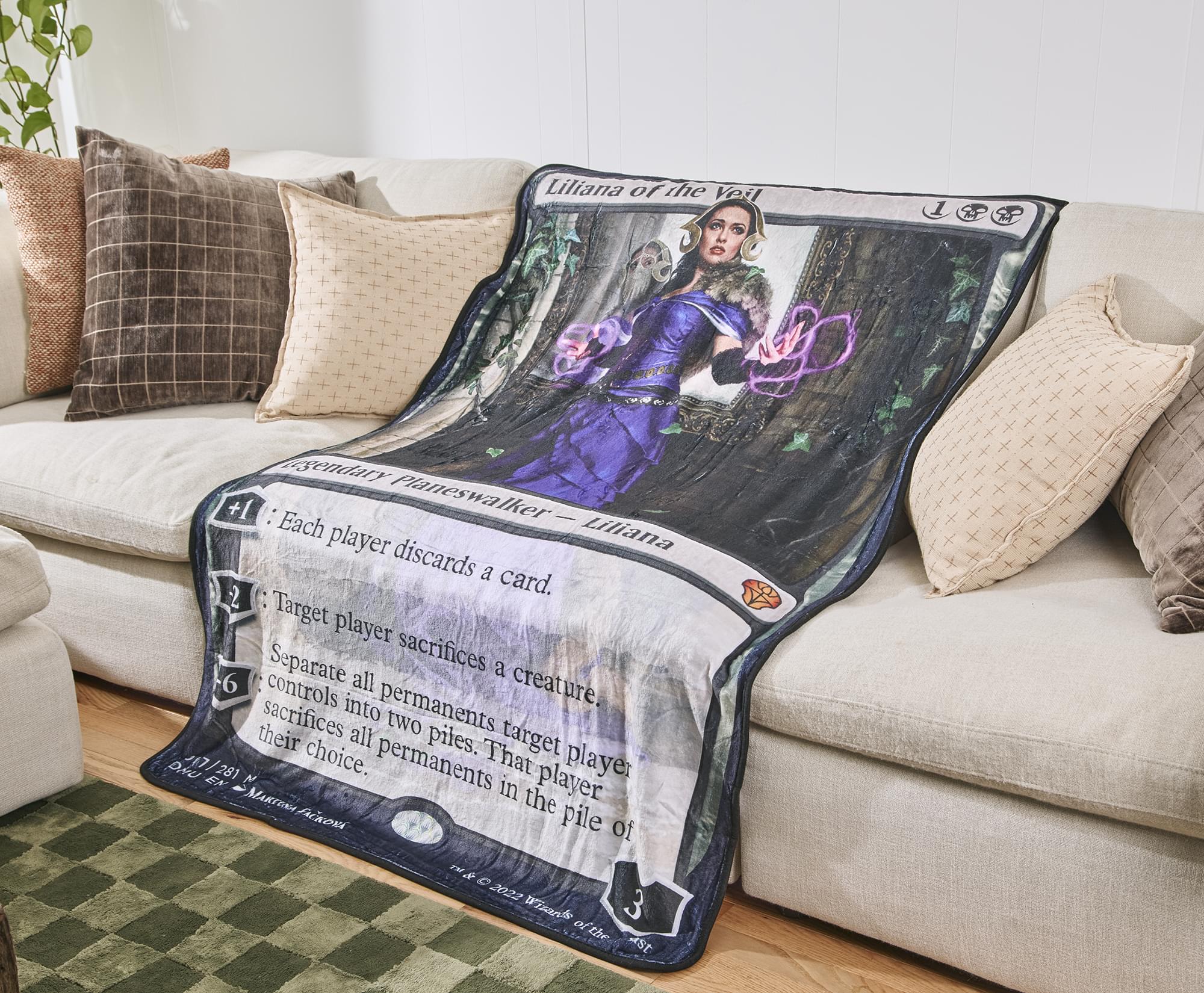 Magic: The Gathering Liliana Of Veil Card Fleece Throw Blanket | 45 x 60 Inches