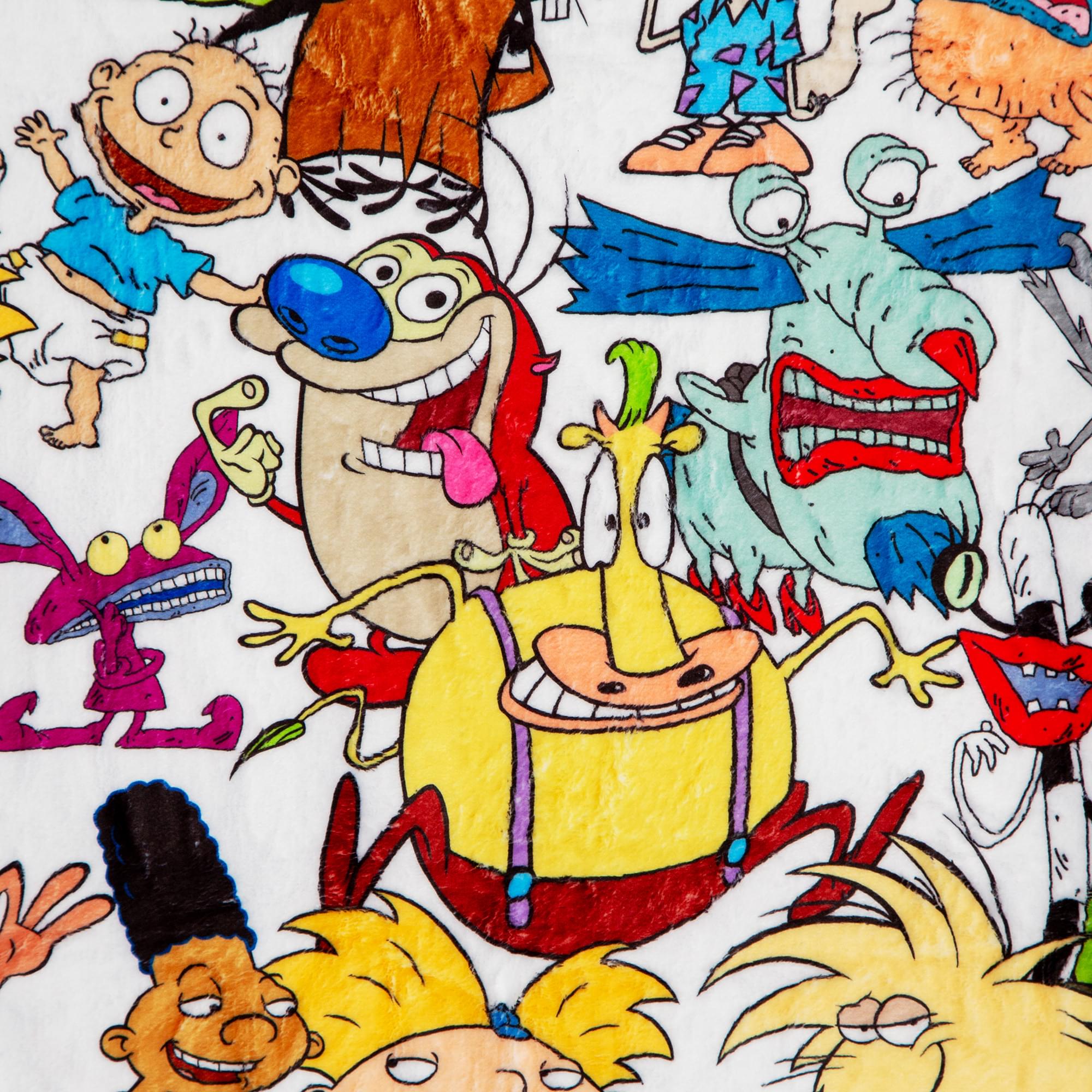 Nickelodeon Cartoon Collage Fleece Throw Blanket | 45 x 60 Inches