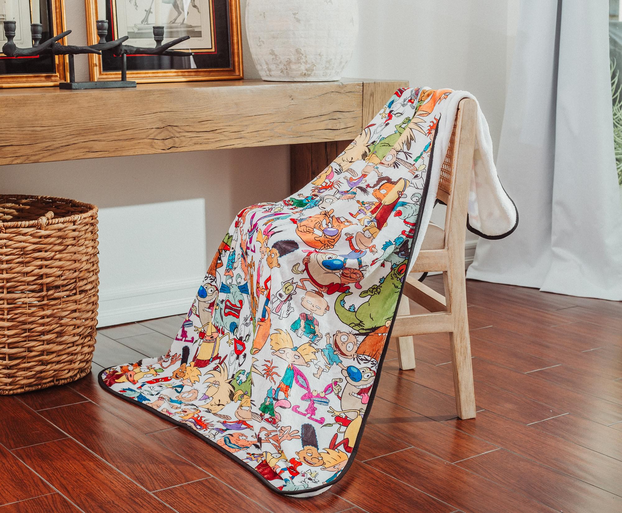 Nickelodeon Cartoon Collage Fleece Throw Blanket | 45 x 60 Inches