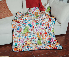 Nickelodeon Cartoon Collage Fleece Throw Blanket | 45 x 60 Inches