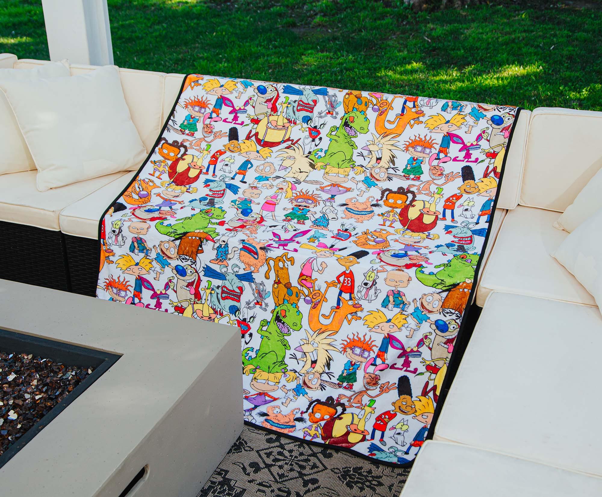 Nickelodeon Cartoon Collage Fleece Throw Blanket | 45 x 60 Inches