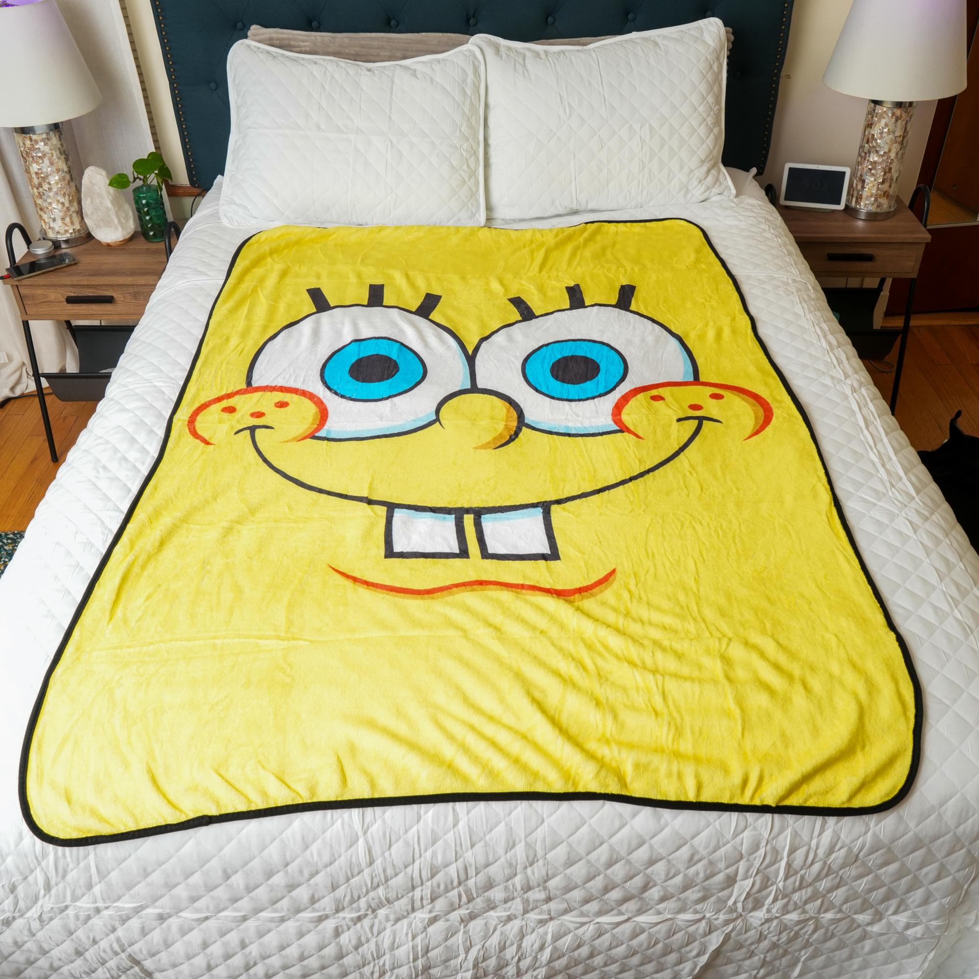 Nickelodeon SpongeBob SquarePants Face Fleece Throw Blanket | 45 x 60 Inches