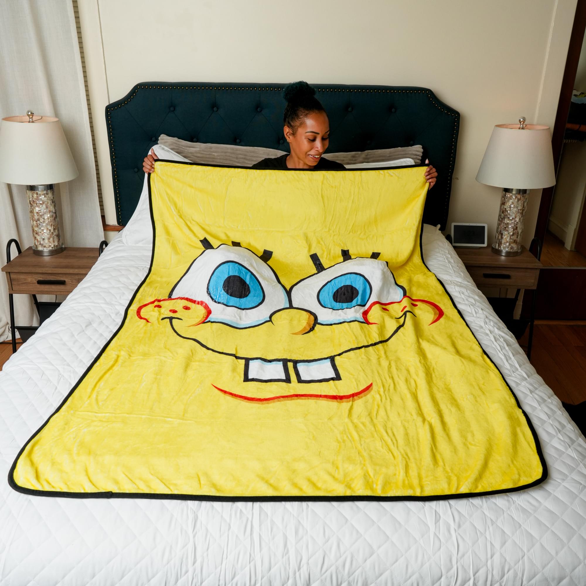 Nickelodeon SpongeBob SquarePants Face Fleece Throw Blanket | 45 x 60 Inches