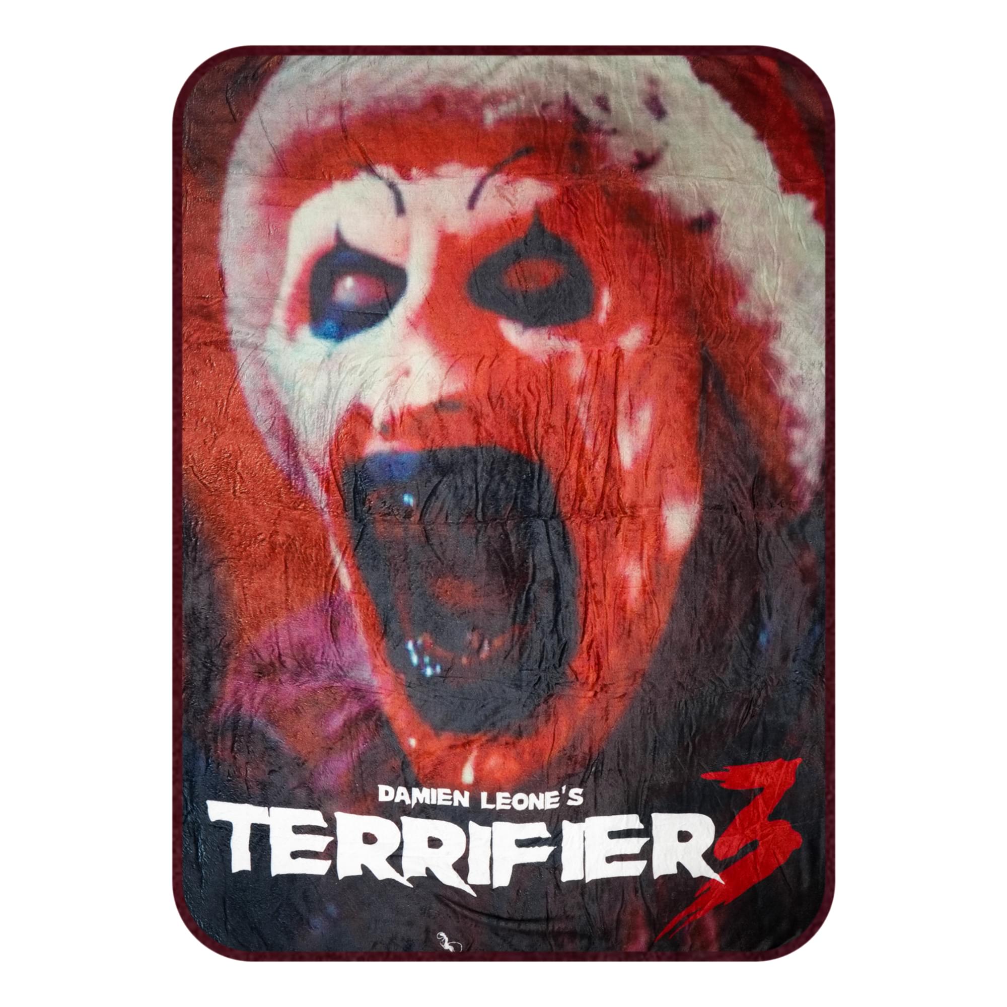 Terrifier 3 Santa Art The Clown Fleece Throw Blanket | 45 x 60 Inches