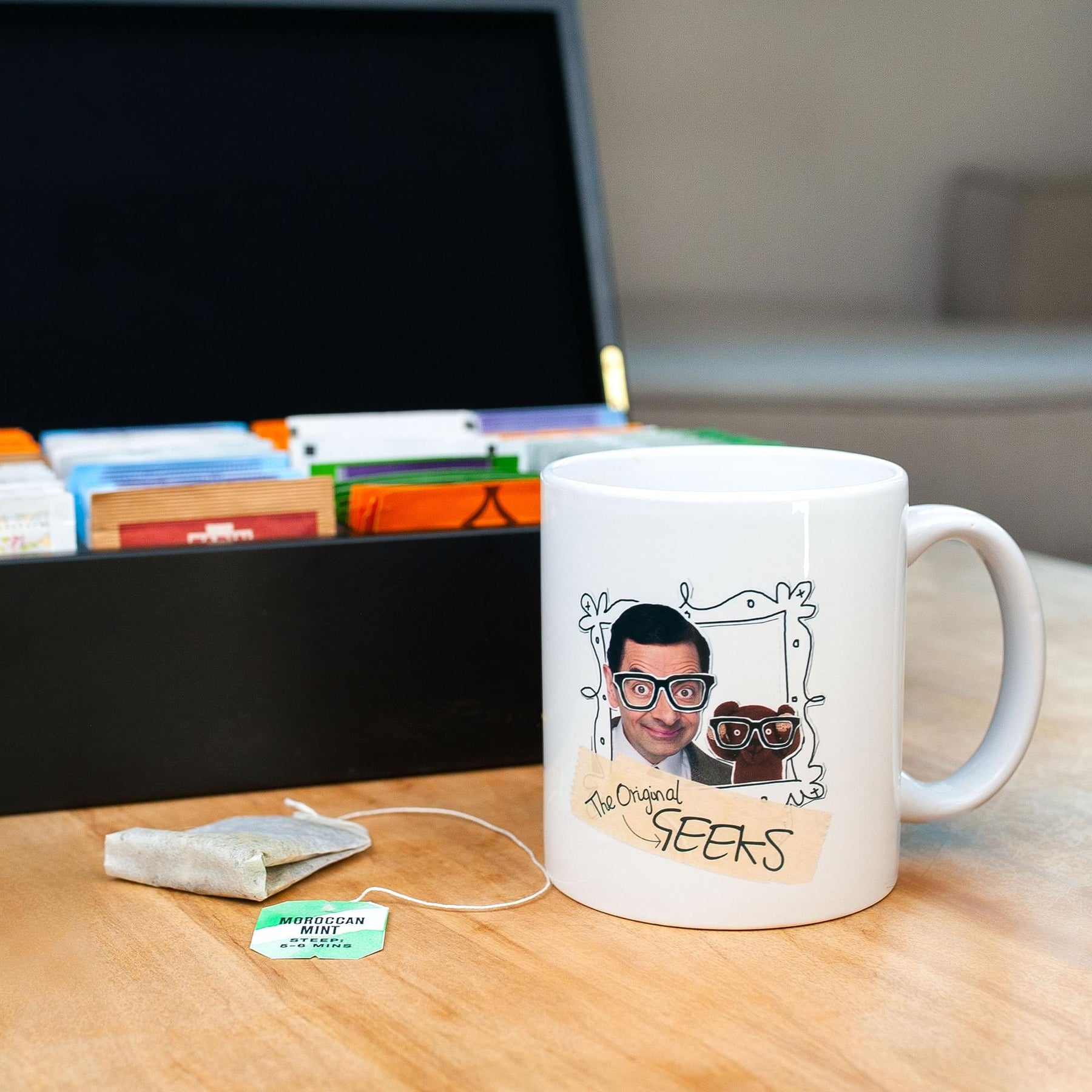 Mr. Bean and Teddy "The Original Geeks" Ceramic Mug | Holds 11 Ounces