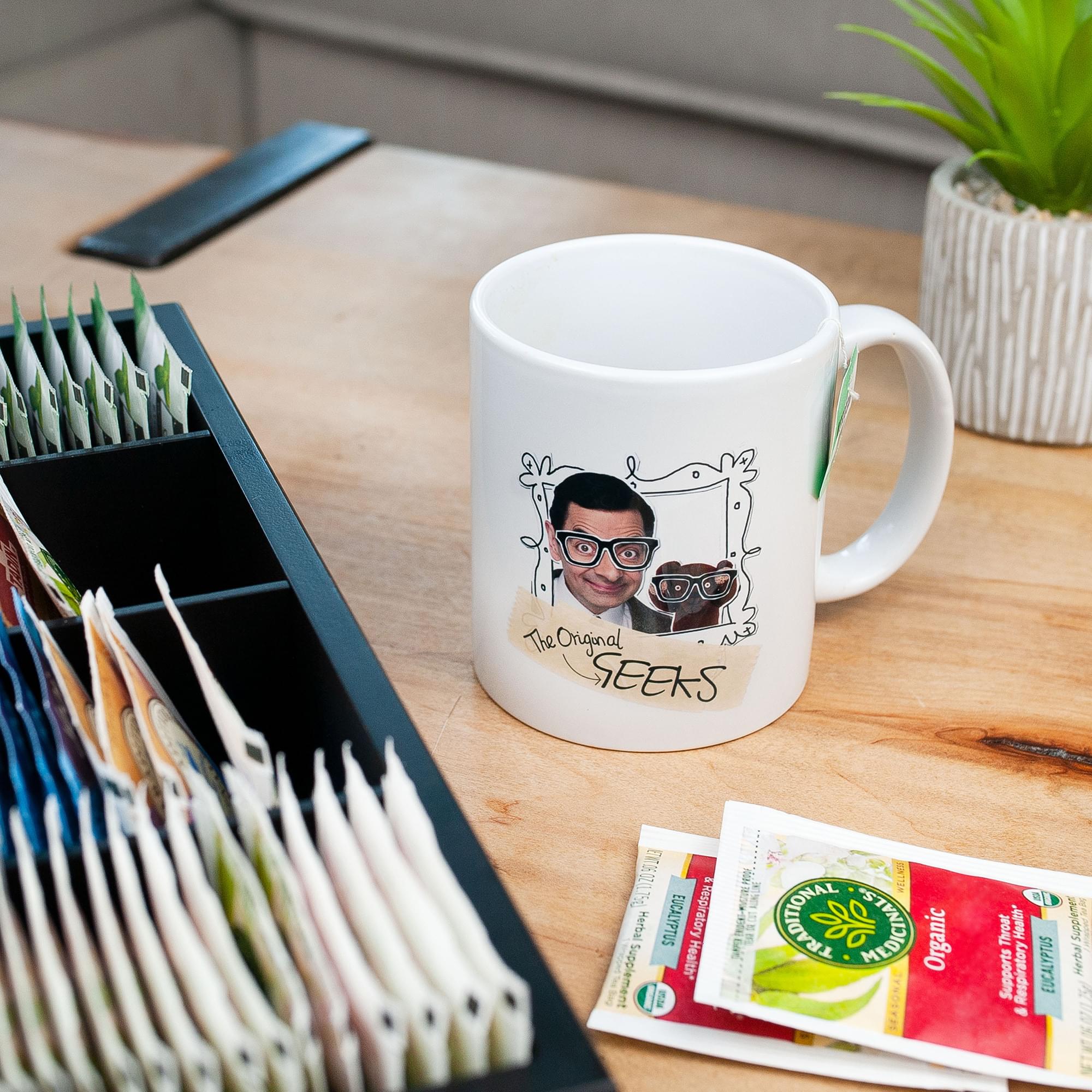 Mr. Bean and Teddy "The Original Geeks" Ceramic Mug | Holds 11 Ounces