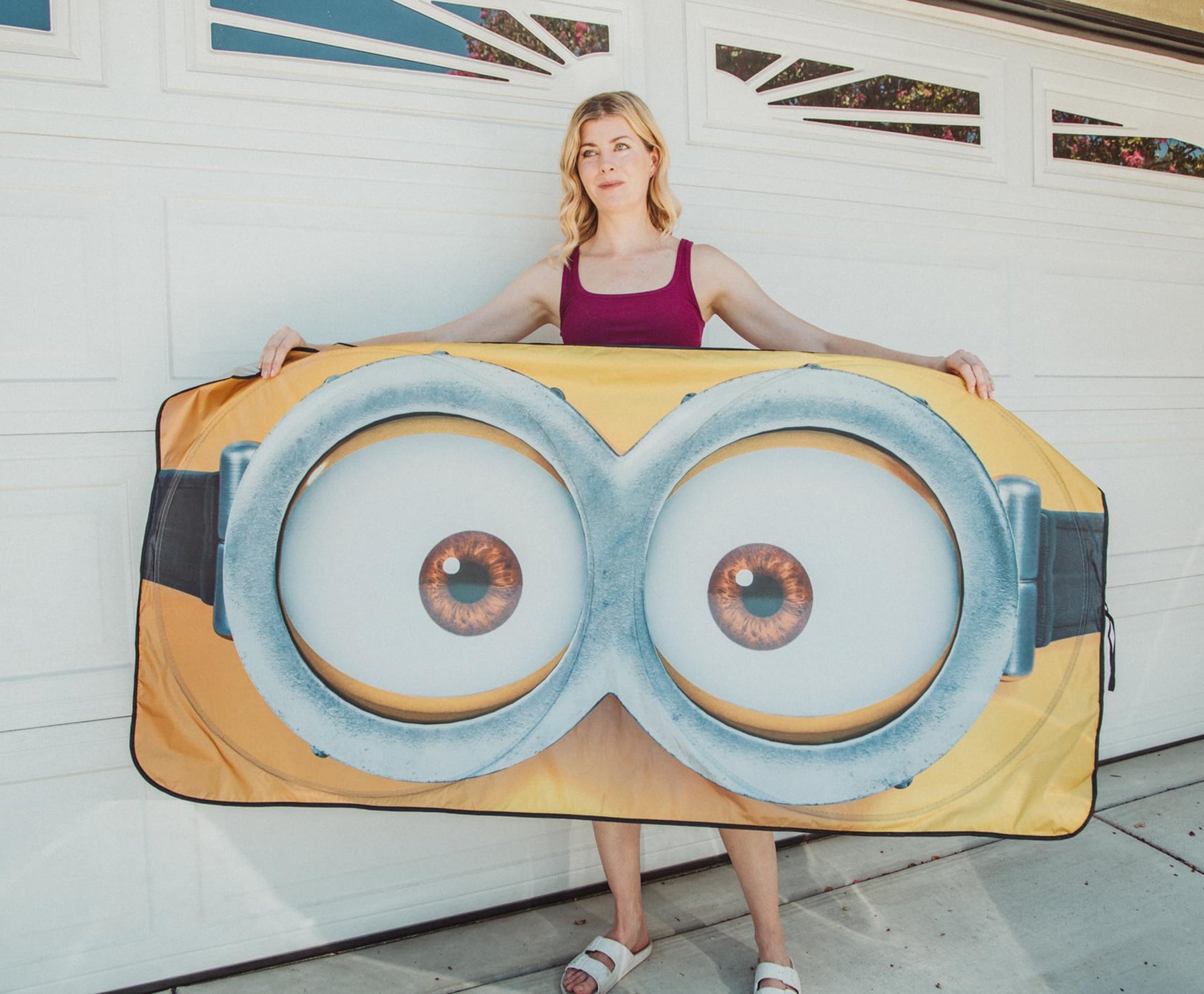 Despicable Me Minions Face Sunshade for Car Windshield | 64 x 32 Inches