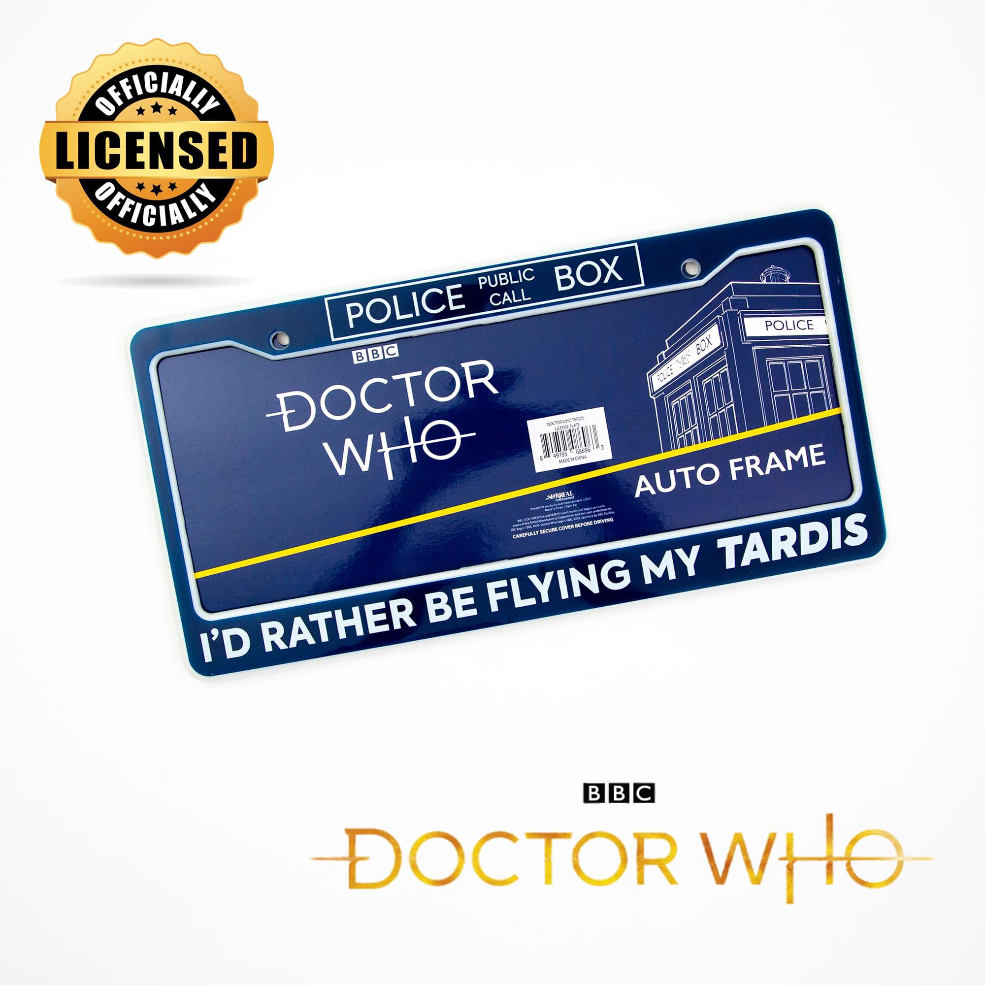 Doctor Who "I'd Rather Be Flying My TARDIS" Plastic License Plate Frame