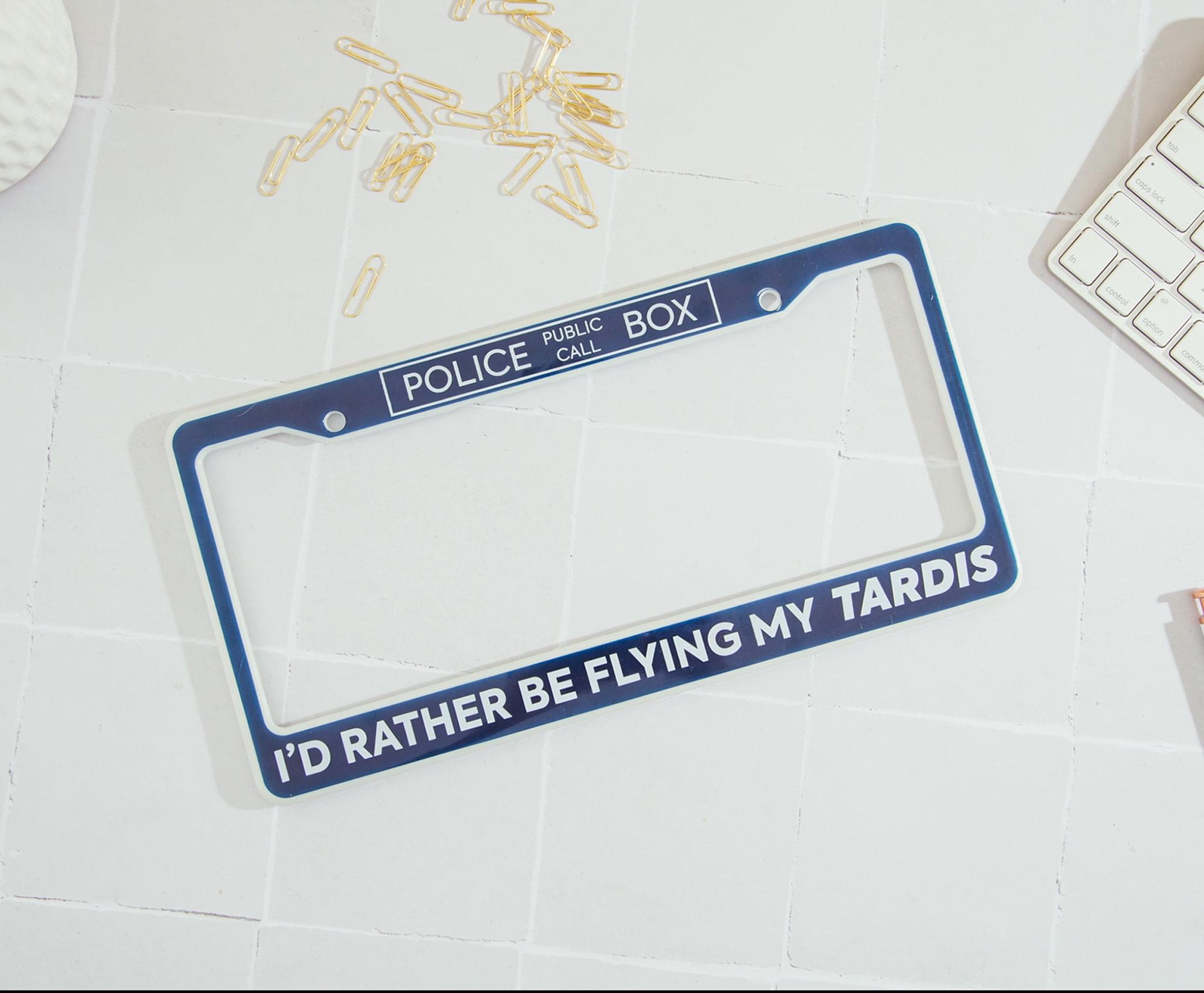 Doctor Who "I'd Rather Be Flying My TARDIS" Plastic License Plate Frame