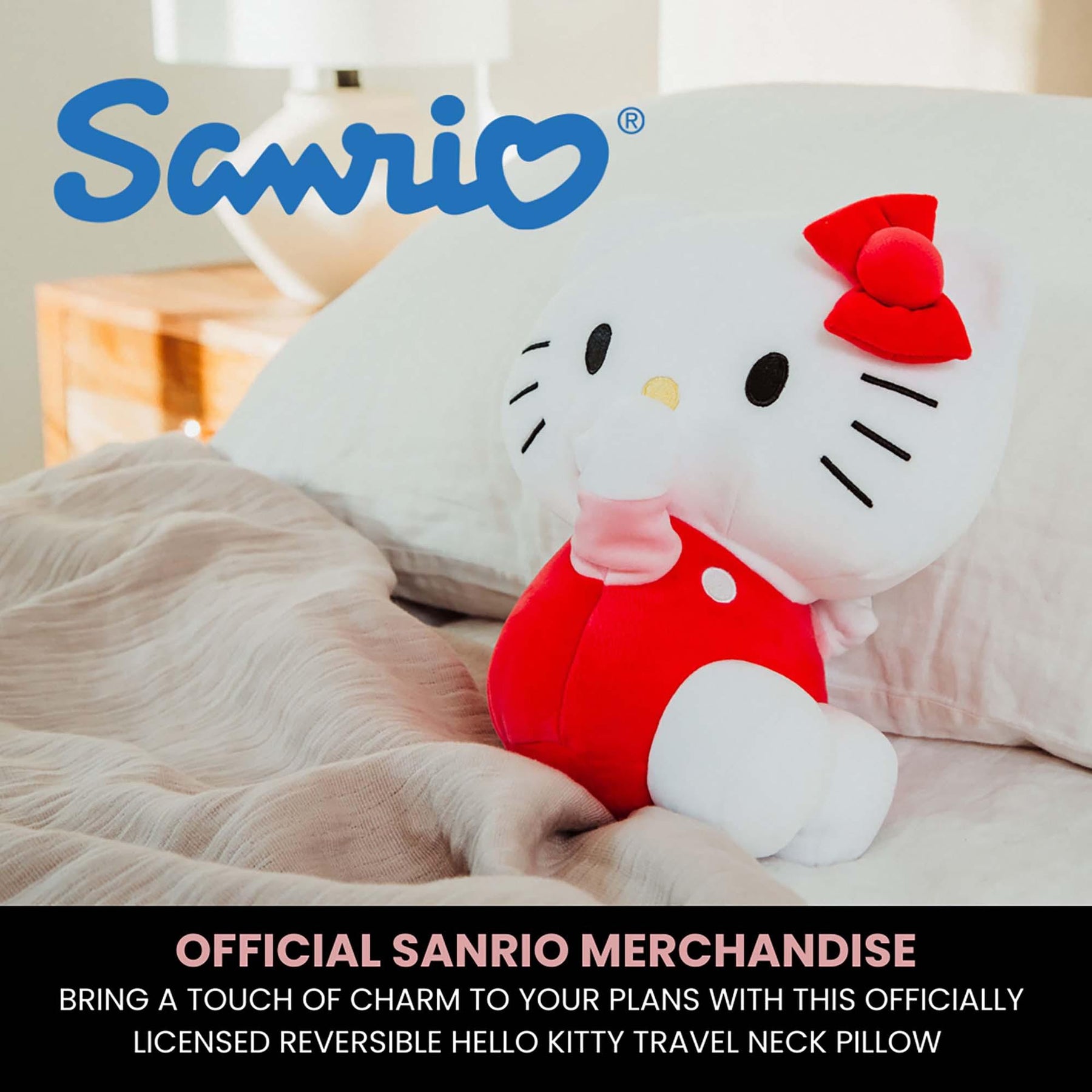 Sanrio Hello Kitty Reversible Neck Roll Pillow and Plush Toy