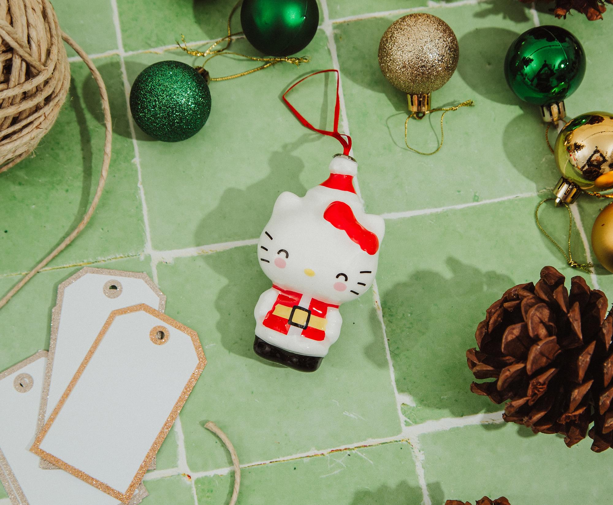 Sanrio Hello Kitty Santa 4-Inch Shatterproof Decoupage Ornament