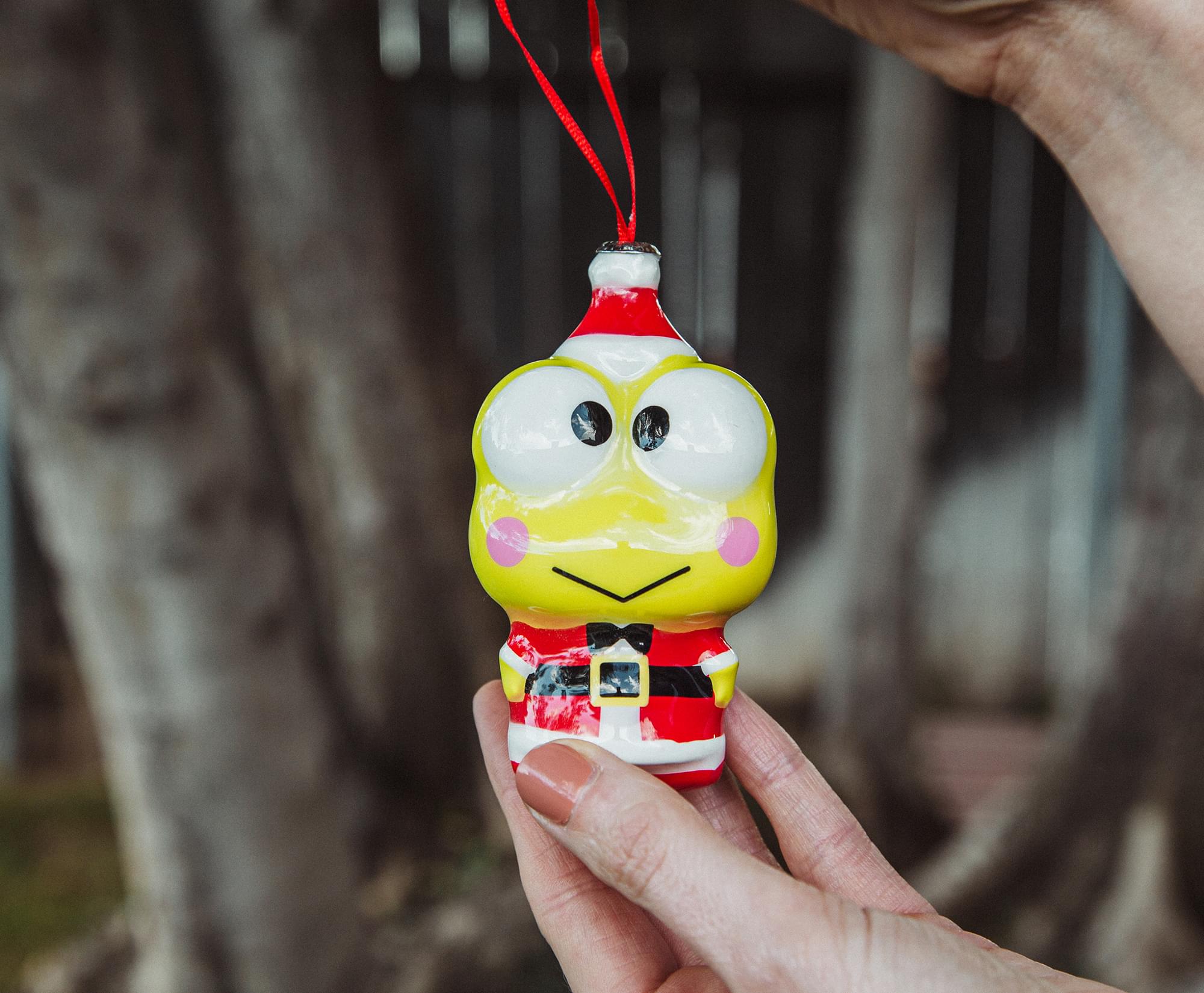 Sanrio Keroppi Santa 4-Inch Shatterproof Decoupage Ornament