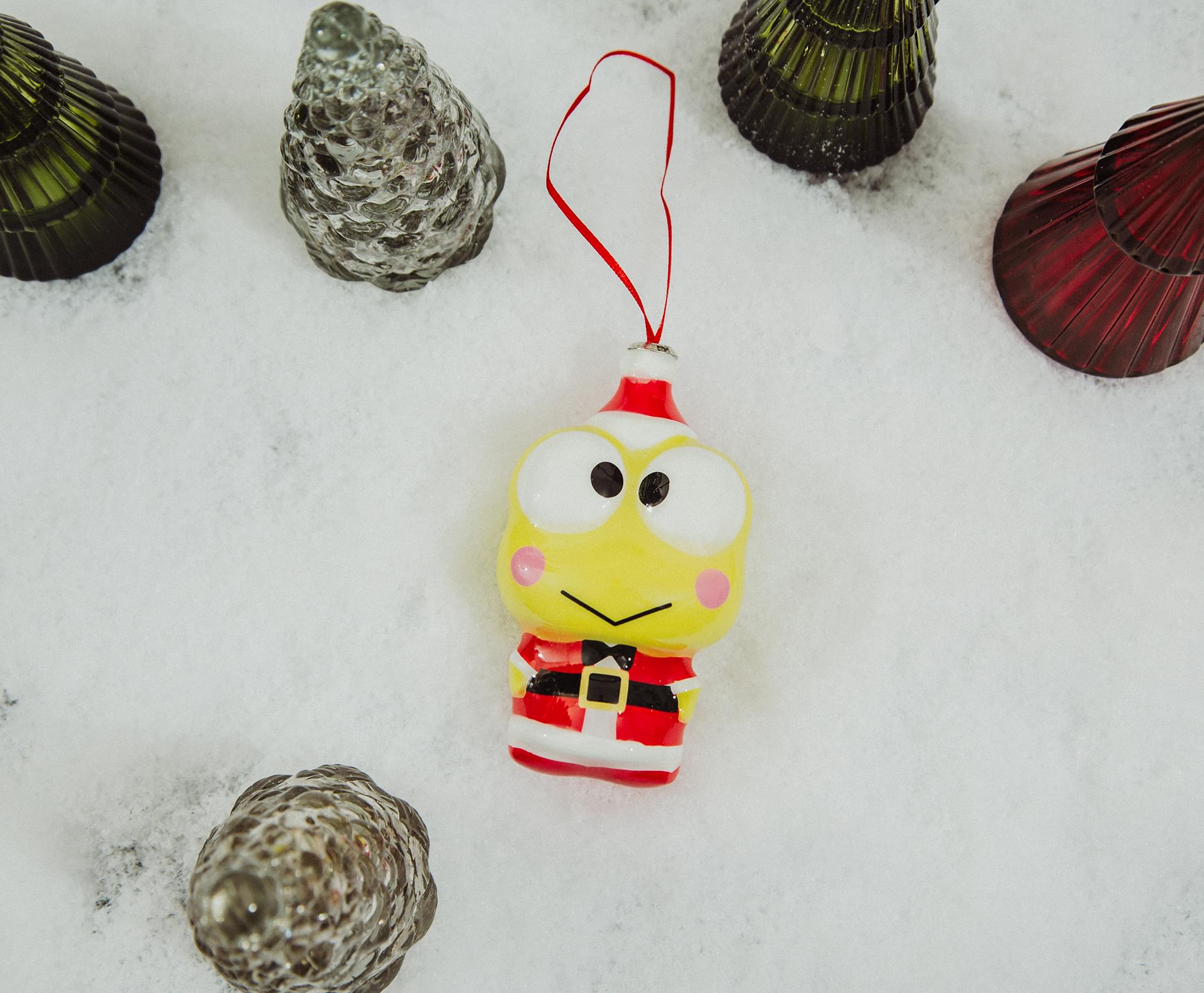 Sanrio Keroppi Santa 4-Inch Shatterproof Decoupage Ornament