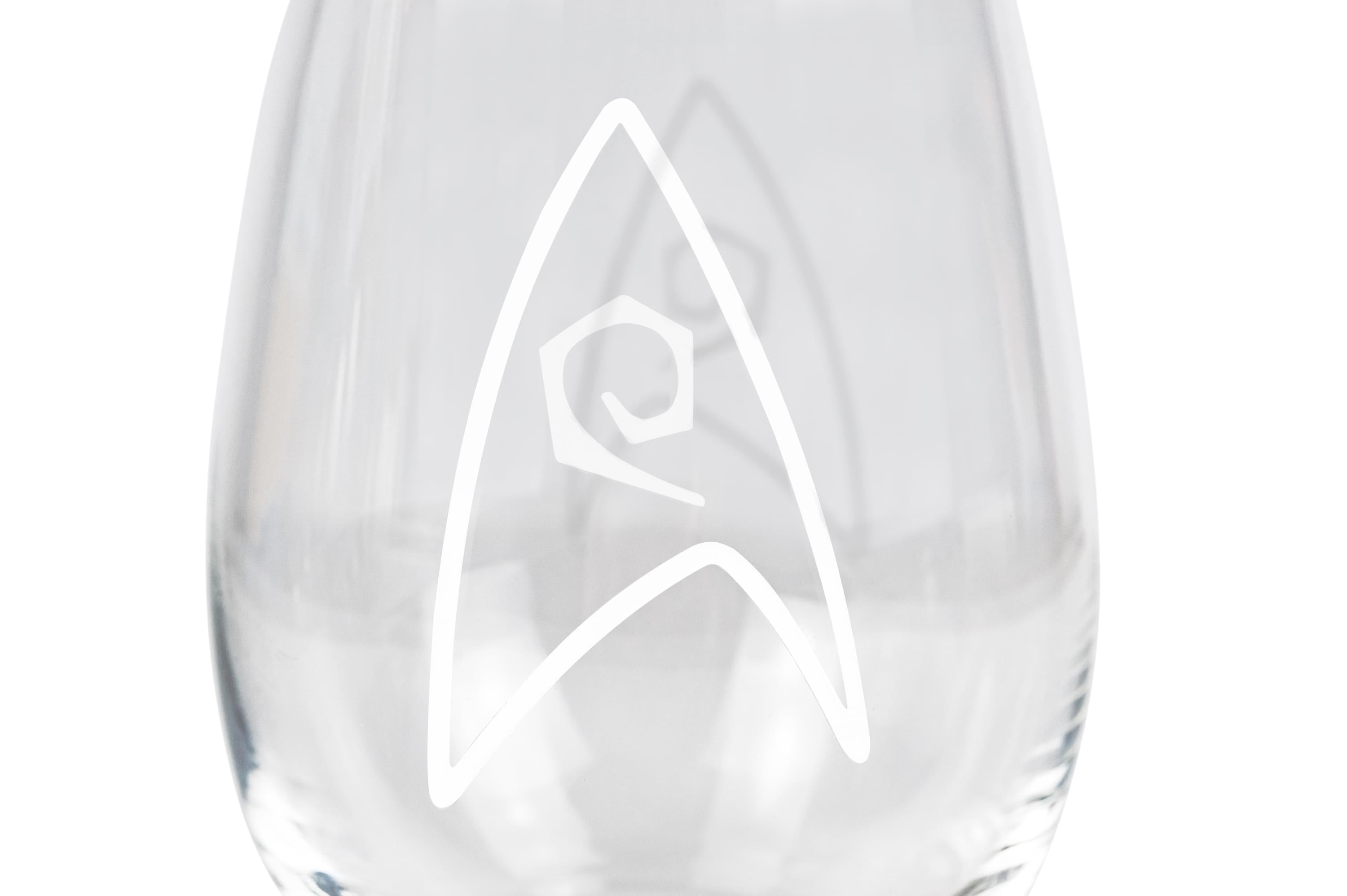 Star Trek Stemless Wine Glass Decorative Etched Engineering Emblem | Holds 20 Ounces