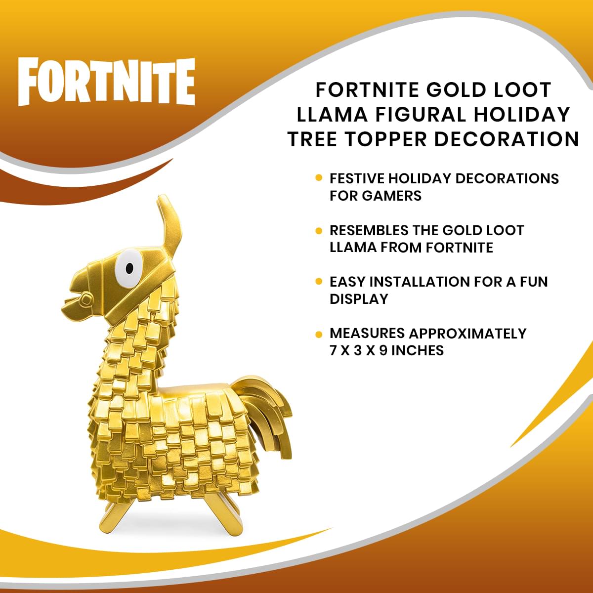 Fortnite Gold Loot Llama Figural Holiday Tree Topper Decoration