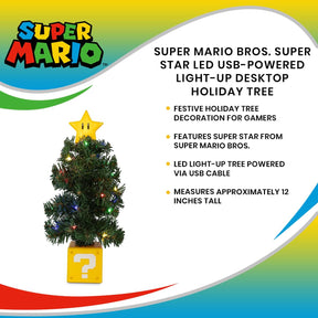 Super Mario Bros. Super Star LED USB-Powered Light-Up Desktop Holiday Tree