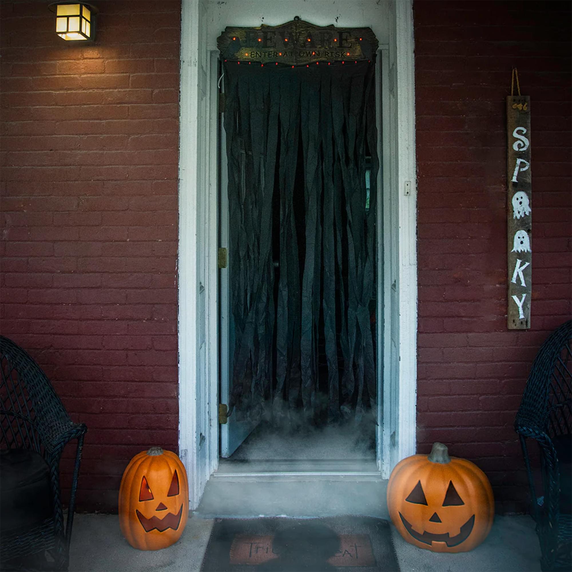 Beware Curtain Light Up Halloween Door Decor