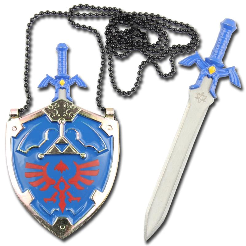 Legend of Zelda Hylian Shield Link's Master Sword Necklace, Blue