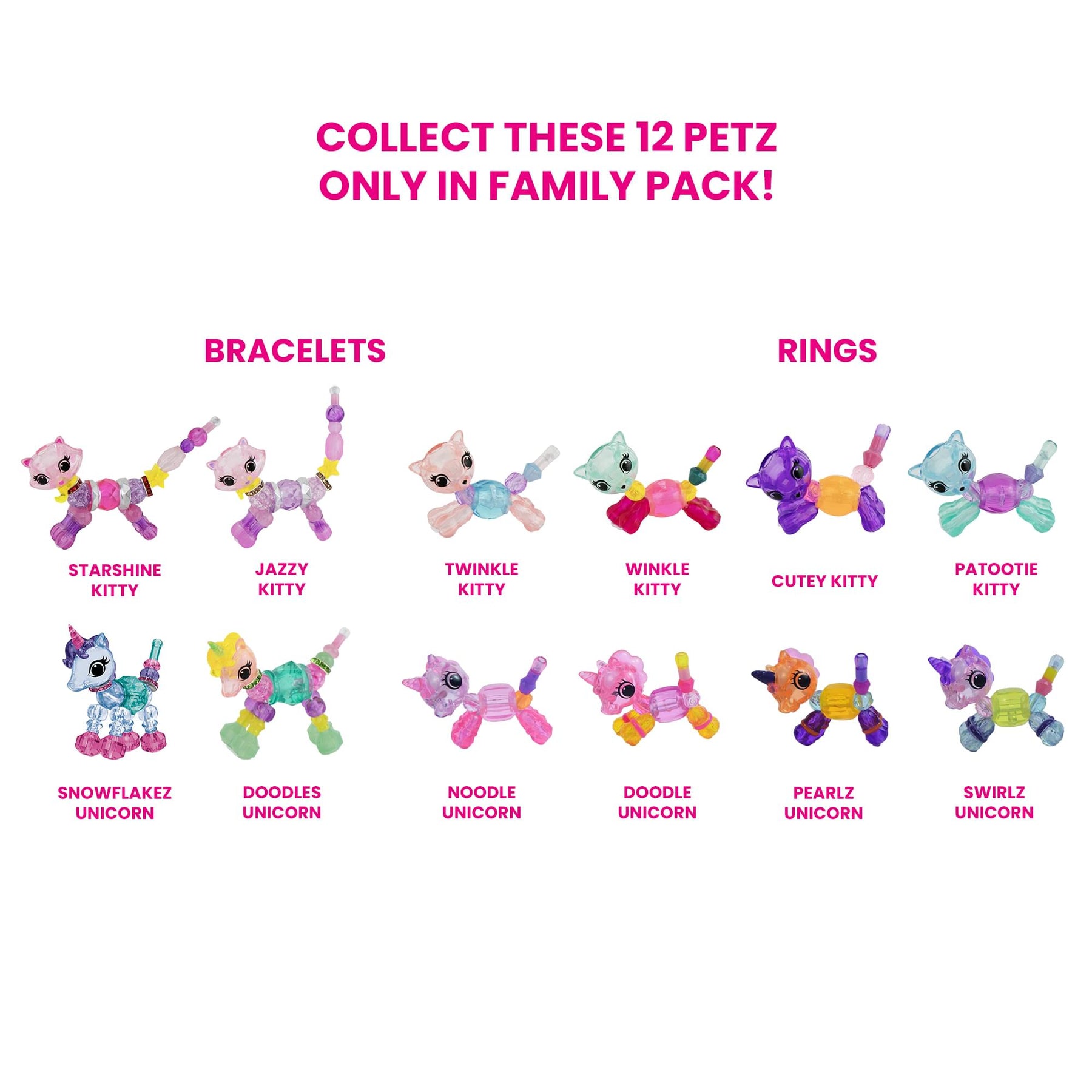 Twisty Petz Kitty Family Pack | 2 Bracelets & 4 Rings