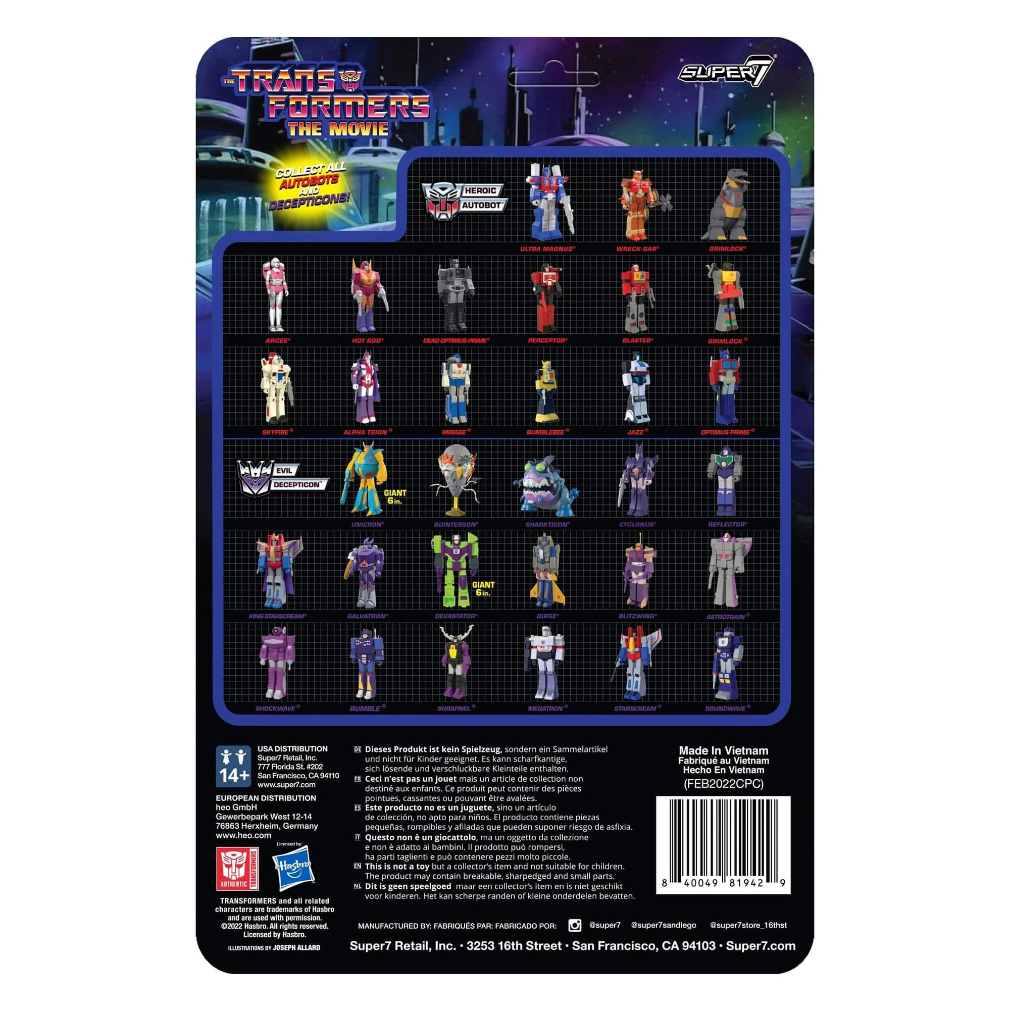 Transformers Super7 6 Inch ReAction Figure | Unicron