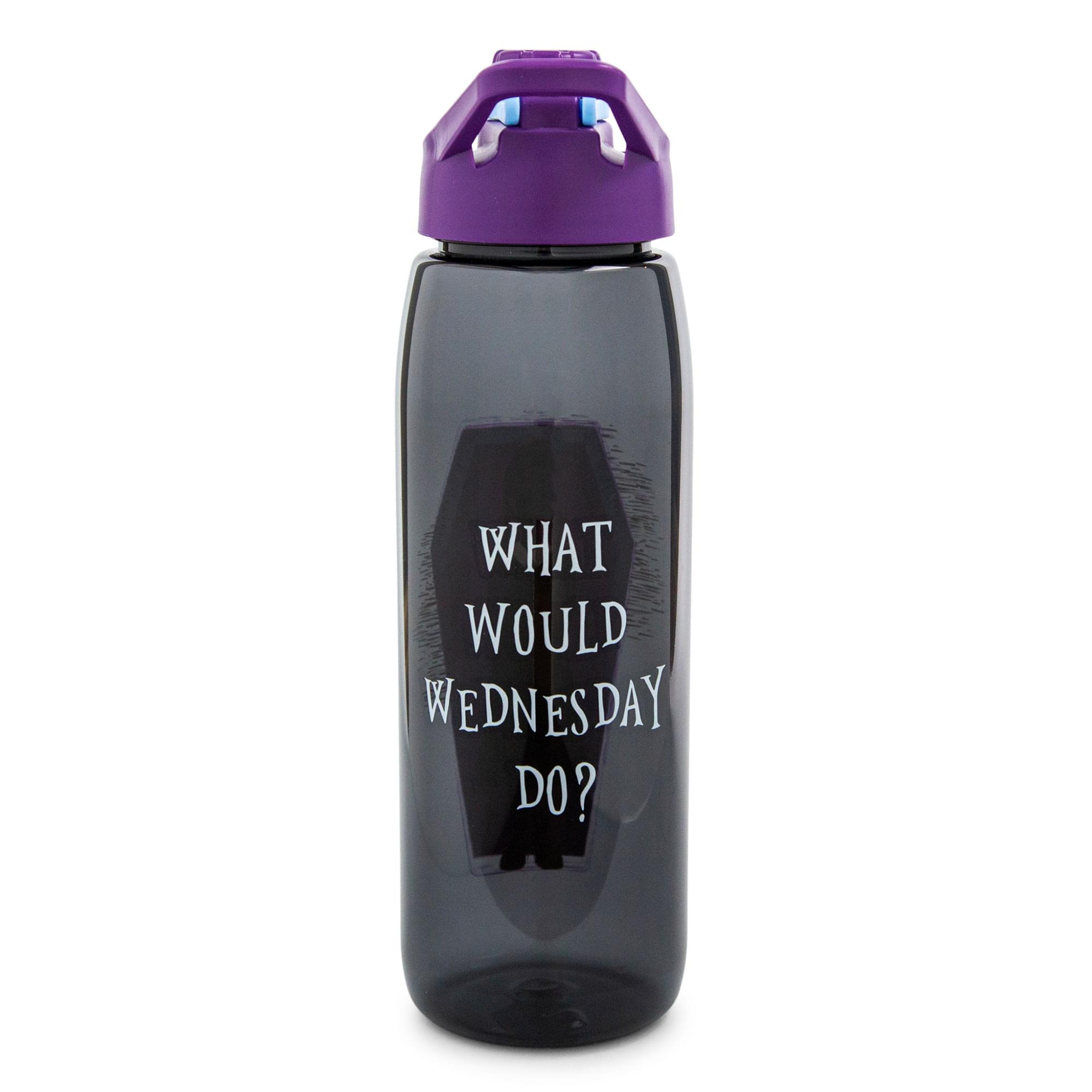 Addams Family "What Would Wednesday Do?" Water Bottle With Screw-Top Lid