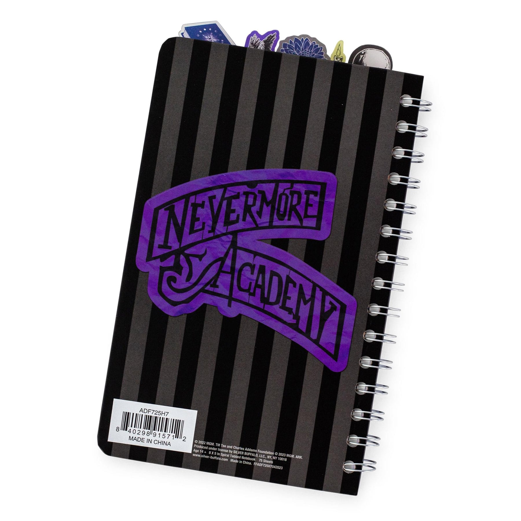 Addams Family Wednesday Nevermore Academy 5-Tab Spiral Notebook With 75 Sheets