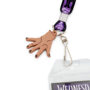 Addams Family Wednesday Silhouette Lanyard with ID Badge Holder and Thing Charm