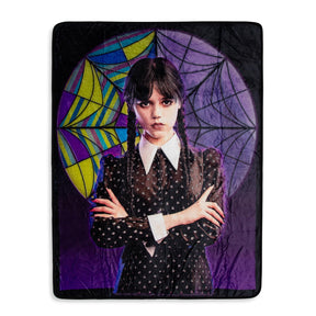 Addams Family Wednesday Signature Pose Raschel Throw Blanket | 45 x 60 Inches