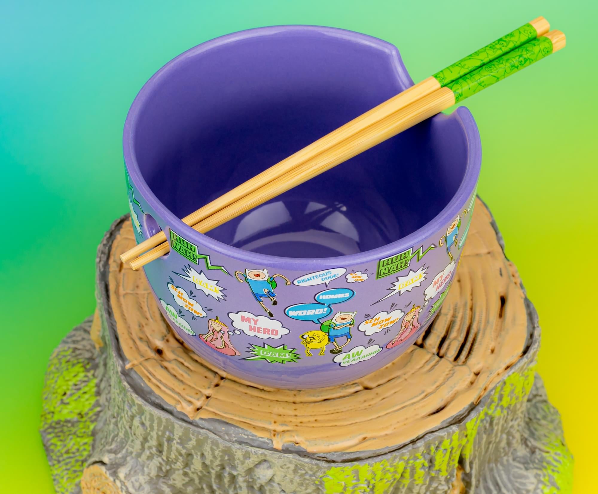 Adventure Time Quotes 20-Ounce Ceramic Ramen Bowl and Chopstick Set