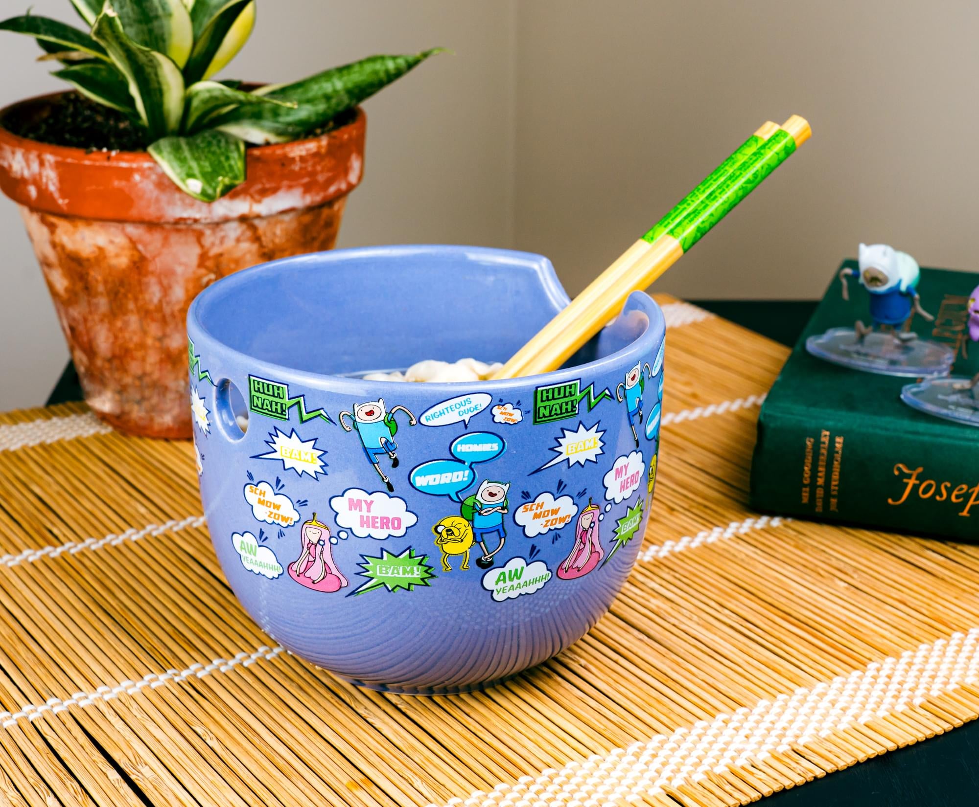 Adventure Time Quotes 20-Ounce Ceramic Ramen Bowl and Chopstick Set