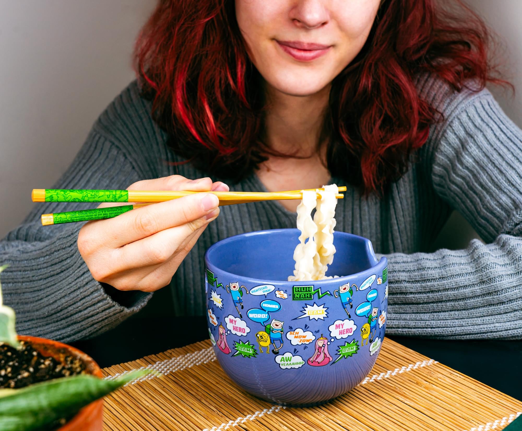 Adventure Time Quotes 20-Ounce Ceramic Ramen Bowl and Chopstick Set