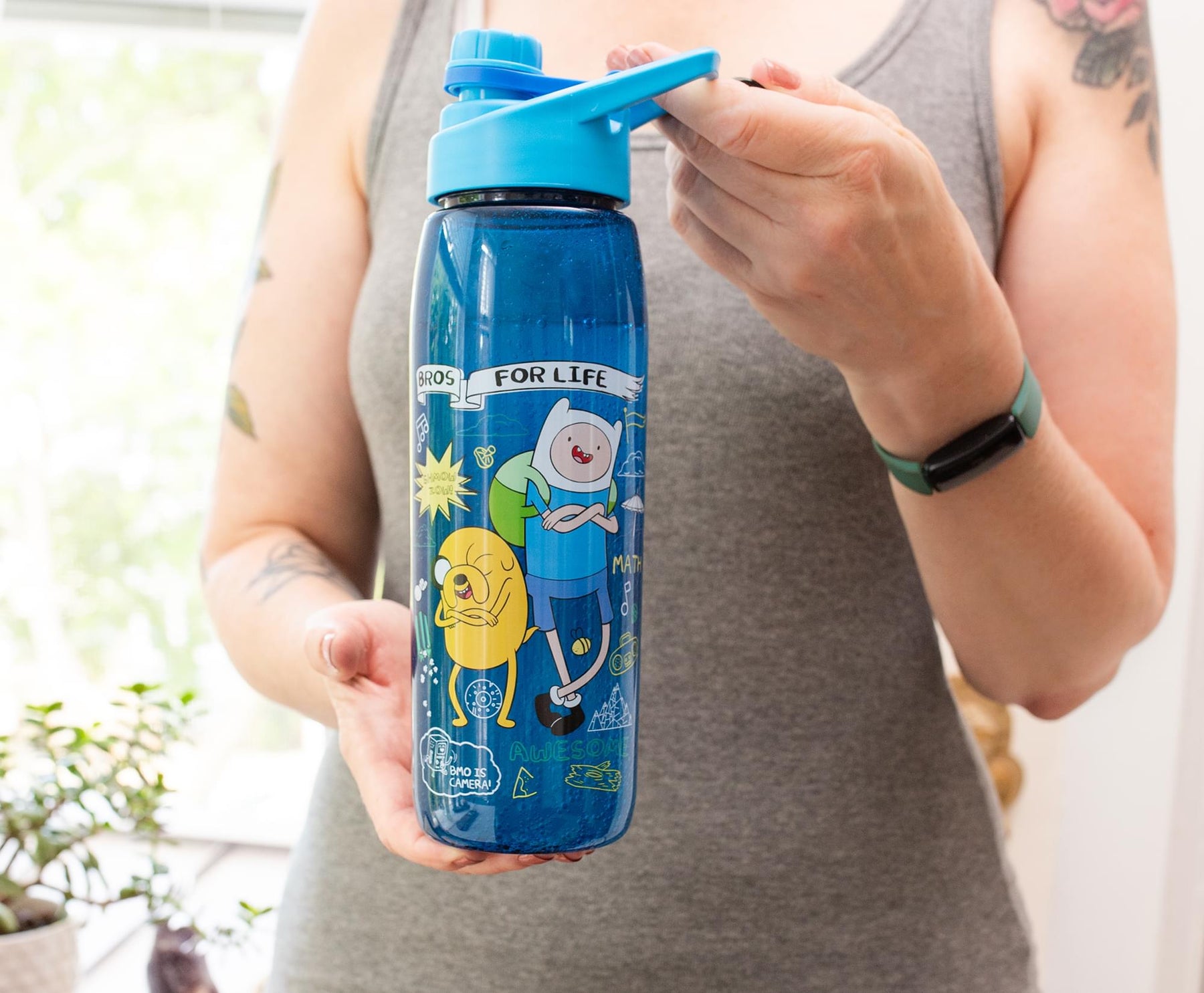 Adventure Time "Bros For Life" Water Bottle With Screw-Top Lid | Holds 28 Ounces