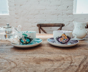 Disney Alice In Wonderland Mad Hatter Bone China Teacup and Saucer | Set of 2