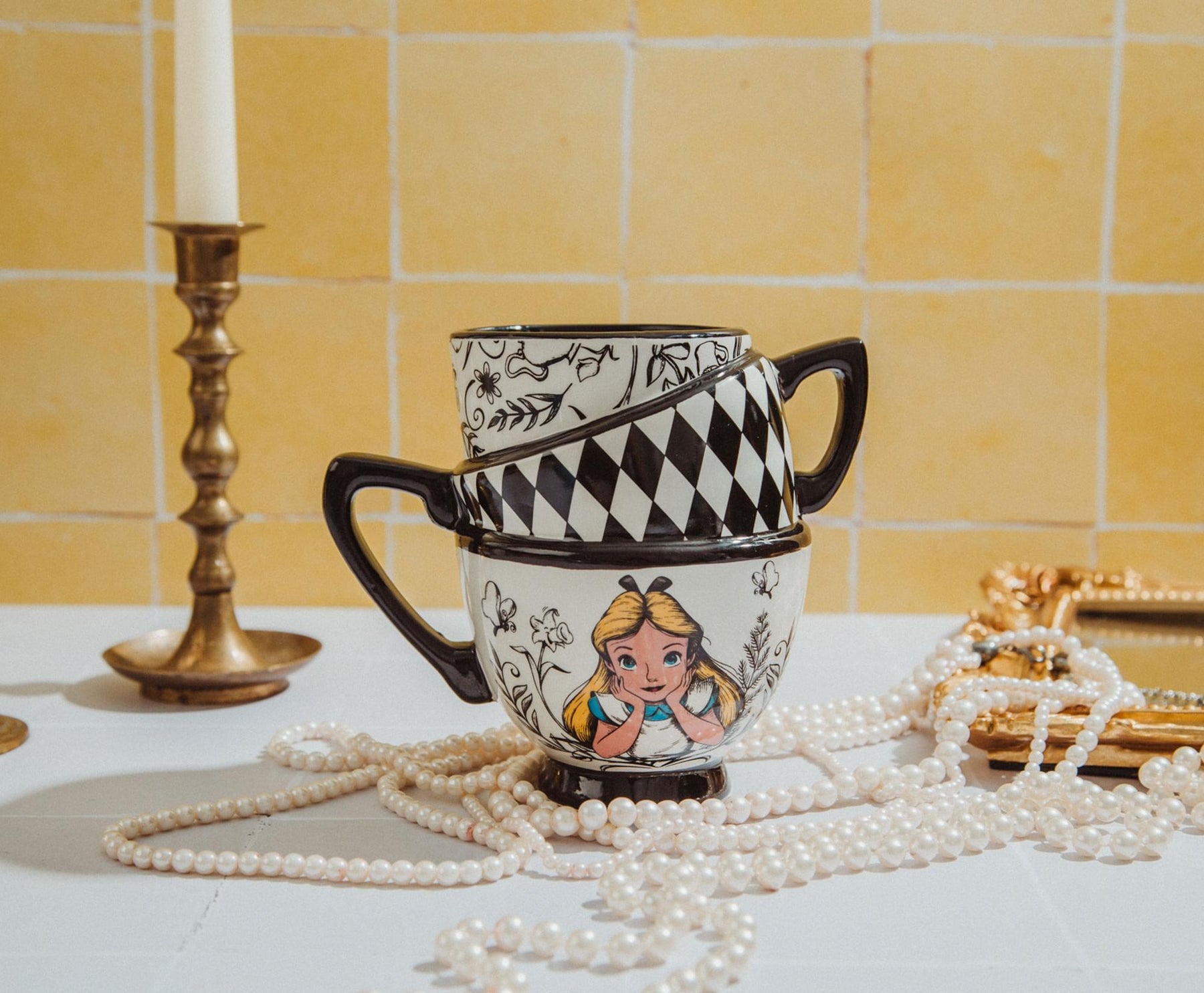 Alice in Wonderland, Queen of hearts, Tea Party, Centerpiece, Decoration,  Stacked Tea Cups