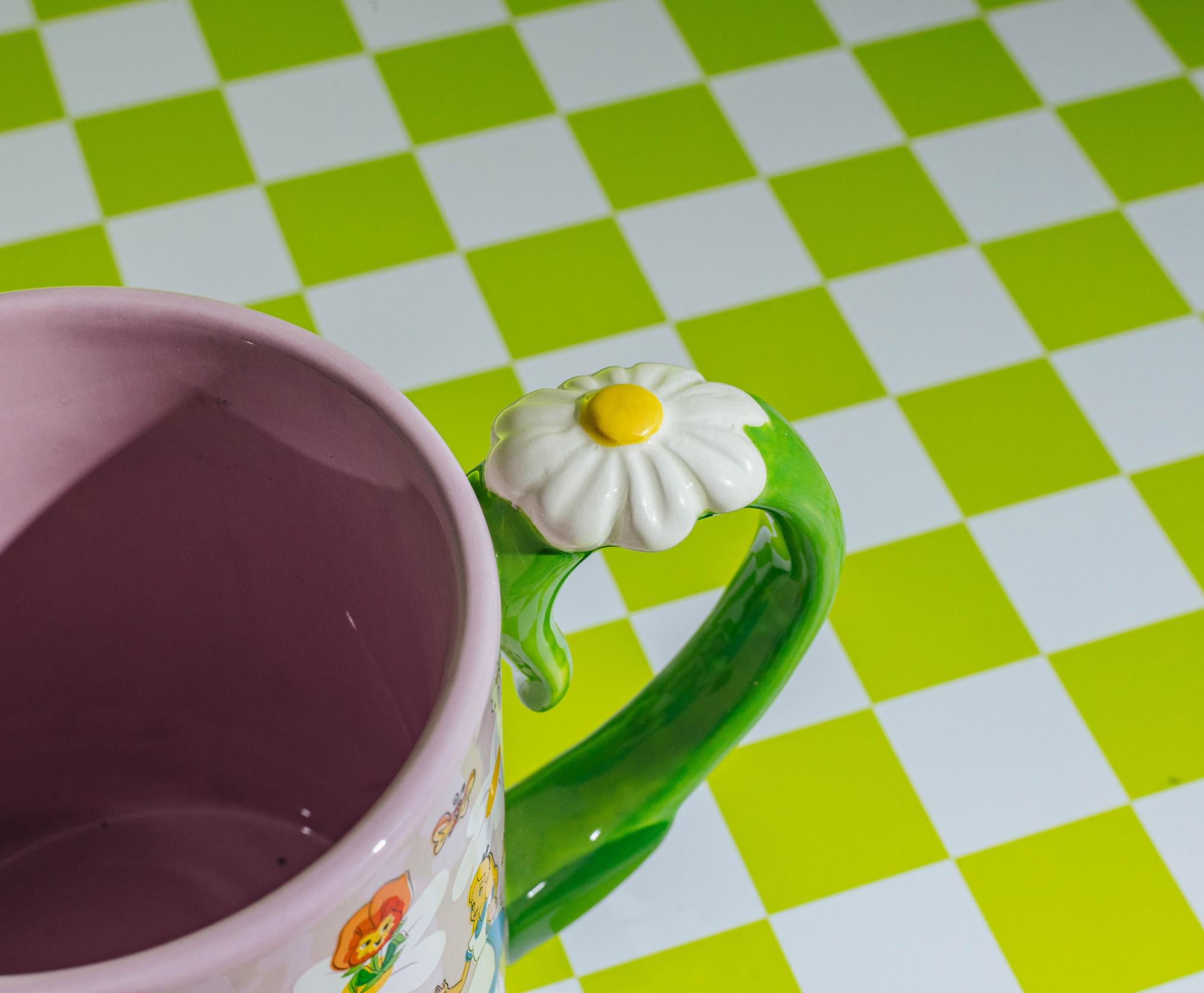 Disney Alice In Wonderland Flowers Ceramic Mug With Sculpted Handle | 22 Ounces